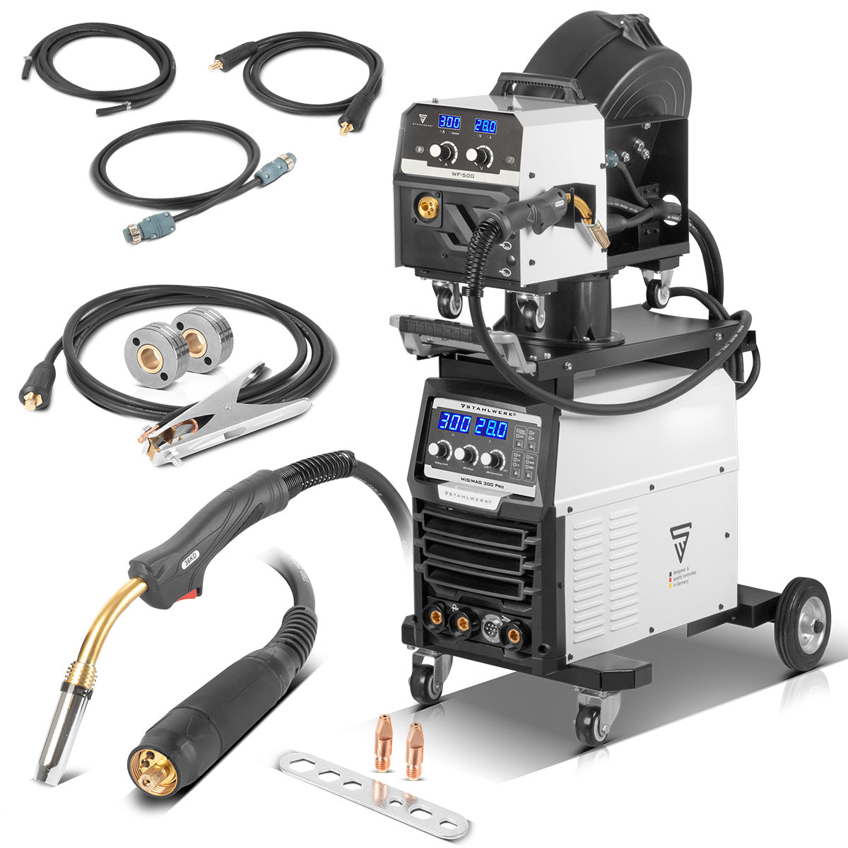 Acier MIG MIG MAG 300 Pro entièrement syngien IGBT avec 300 A et fonction d'impulsion 3-en-1 Système de soudage MIG MIG | MMA | Ascenseur