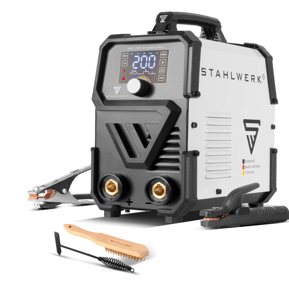STAHLWERK ARC 200 Synergic Pro Electrode Welding Machine, MMA entièrement synogie | E-main | Onduleur de lifting-tig avec une technologie de 200 ampères et IGBT