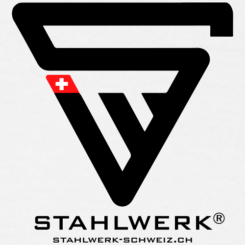 STAHLWERK-SCHWEIZ T-shirt à manches courtes avec logo imprimé - 100% coton, blanc, différentes tailles