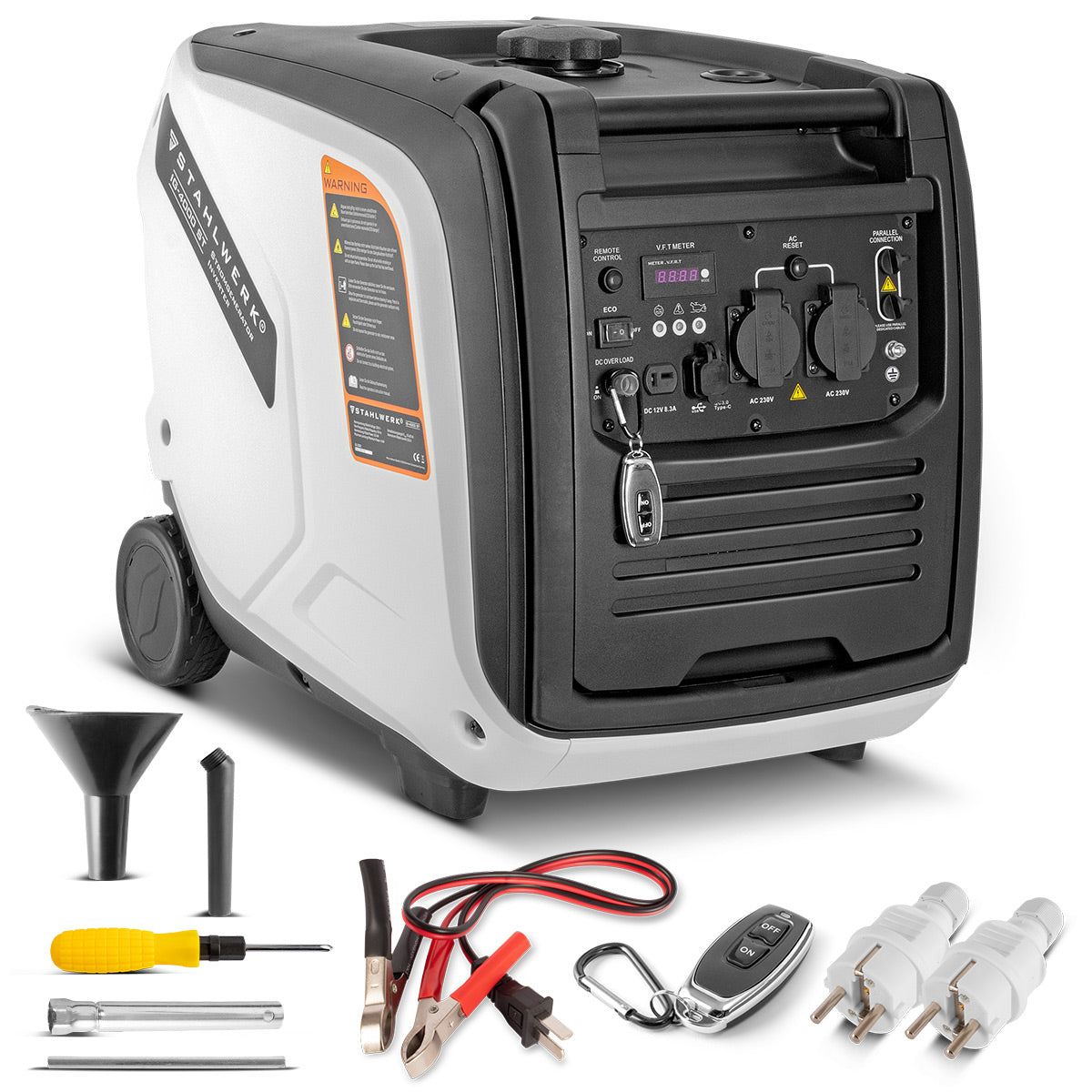 STAHLWERK IG-4000 ST Benzin Generator 4 kW | 5,44 PS | Inverter Stromgenerator | Multi-Versorgungs Generator | Notstromaggregat, 4-Takt, 5-Verbraucher-Anschlüsse, verbrauchseffizient und wartungsarm