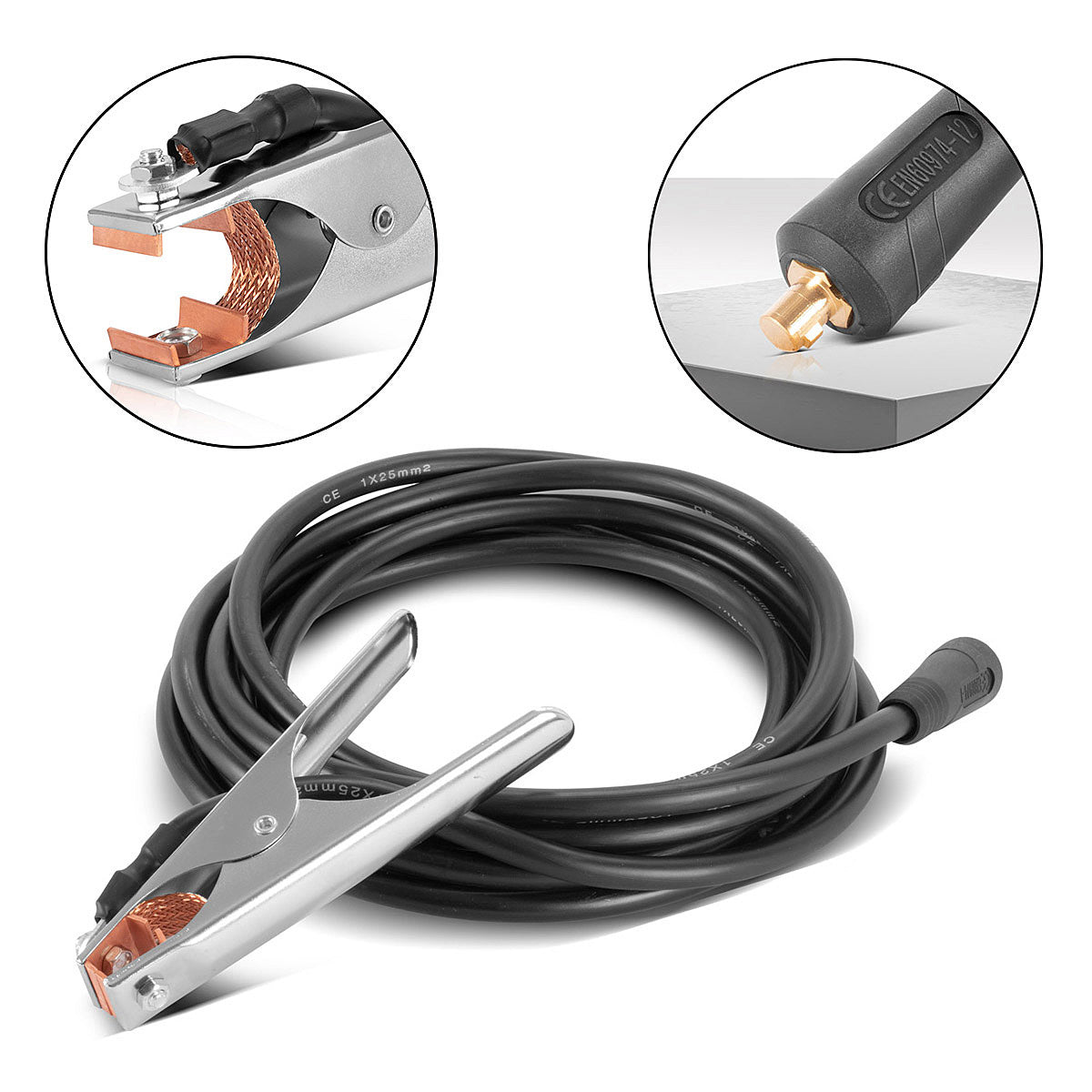 Alicates de masa de Steelworks hasta 300 por masa cleme | Cerrar el equipo que incluye un cable de soldadura de 5 m | Cable de masa con enchufe de 25 mm² y 9 mm