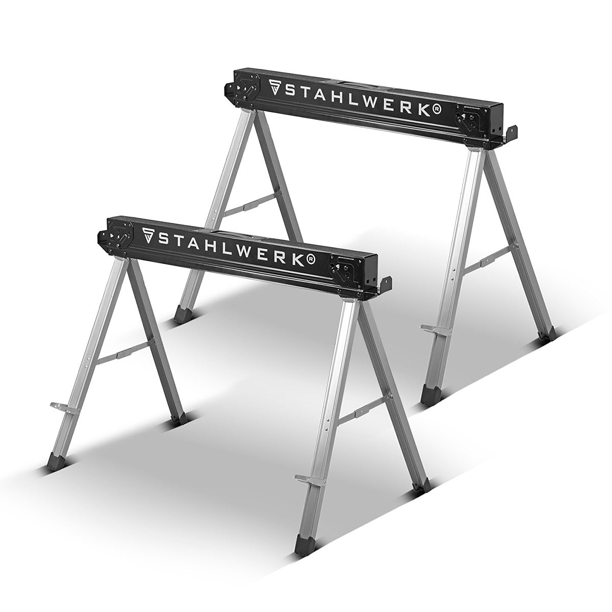 Stahlwerk Sawbock SB-757 ST dans la boîte de travail en métal revêtue de poudre à 2 sets | Universal Klappbock | Échafaudage Bock avec une capacité de charge maximale de 500 kg et support latéral
