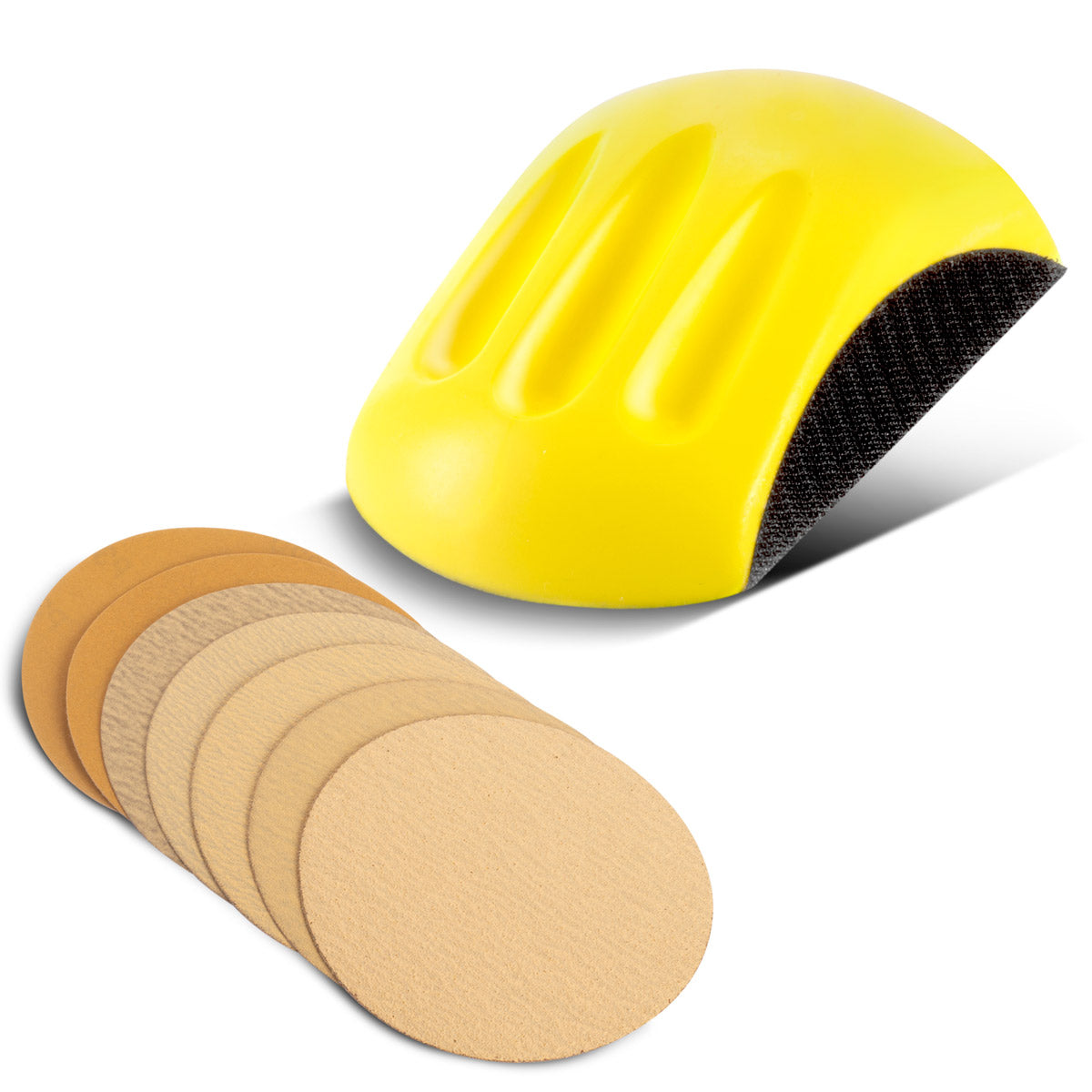 STAHLWERK Handschleifblock Set mit P80 | P100 | P120 | P150 | P180 | P240 | P320 Körnung, Schleifblock | Schleifschwamm | Handschleifer aus PU-Schaumstoff mit Klett-Schleifmittel 85 x 125 mm