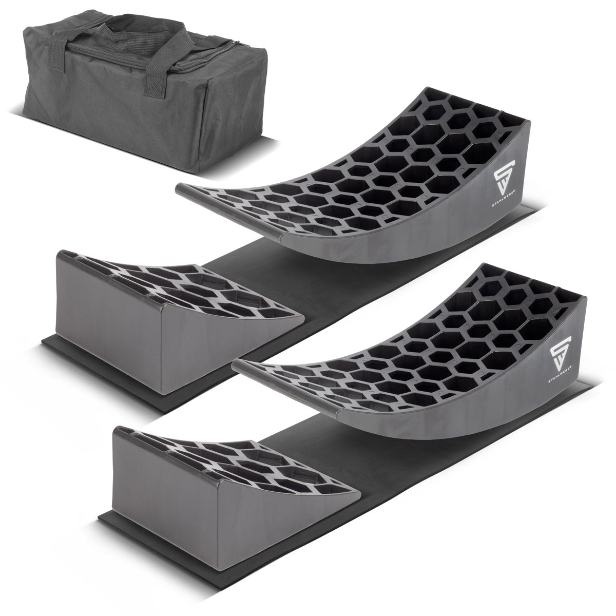 Wedge de retorno de Steelworks GT-17 ST 2 Configuración hasta 15.8 T Axle Loads Sweet Wedge | Paso Wedge | Cuña de compensación | Cuña redonda para autocaravana, campamento móvil, autocaravana, caravana o caravana