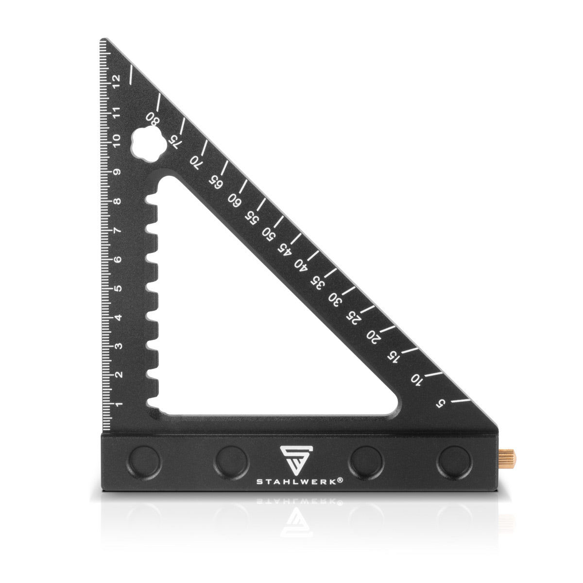 Triangle de winkeld Steelworks avec arrêt et marquage d'aiguille métrique angle d'aluminium-angelline | Triangle d'angle Matt | Zimmermannswinkel pour la mesure précise, déchirée, marque et dessiner