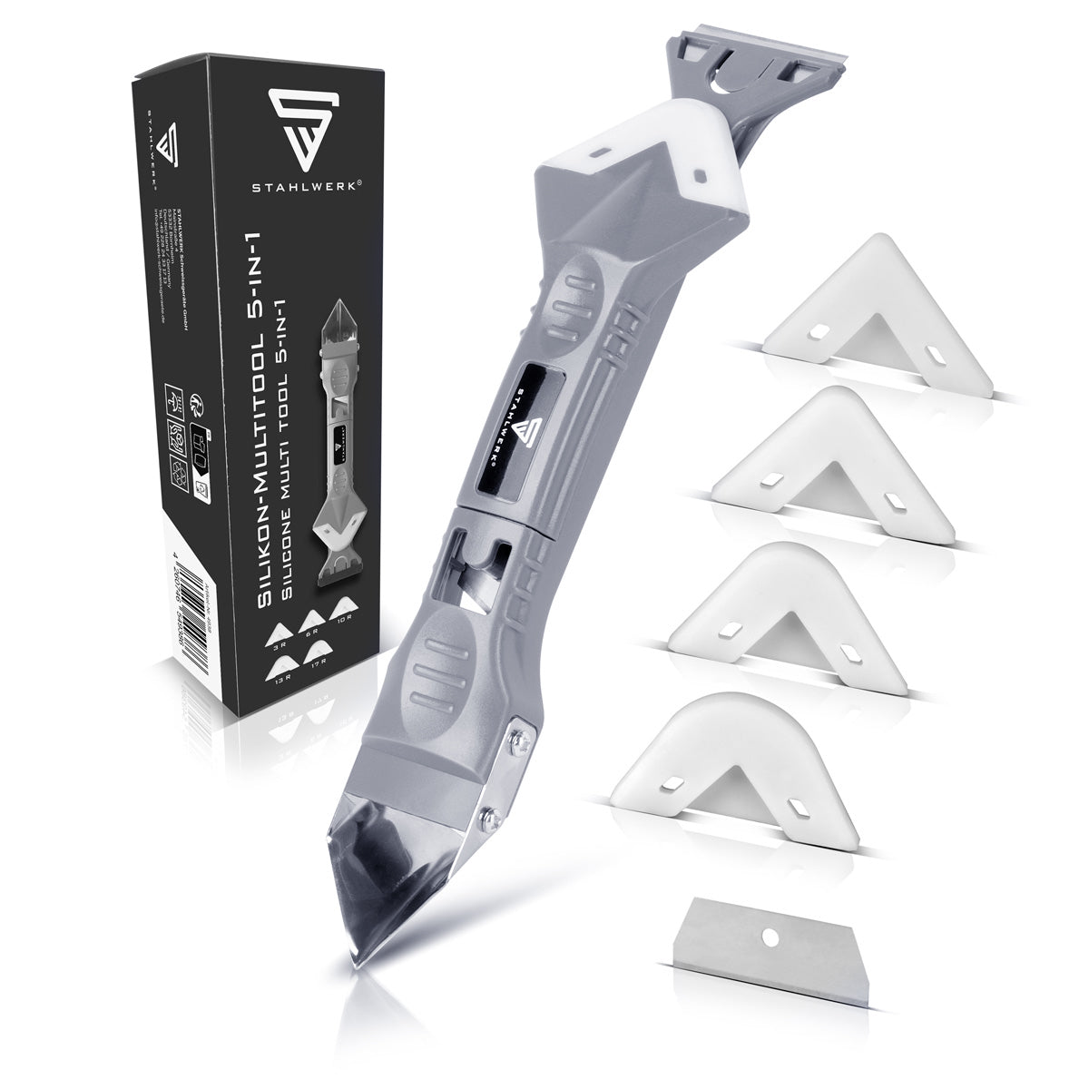 Strumento di giunzione in silicone in acciaio 5 in 1 Filler in silicone | Silicone-shaber | Fugen Puller | Jay Cleaner | Fuga lisciatura | Raschiatori congiunti | Remover di silicone
