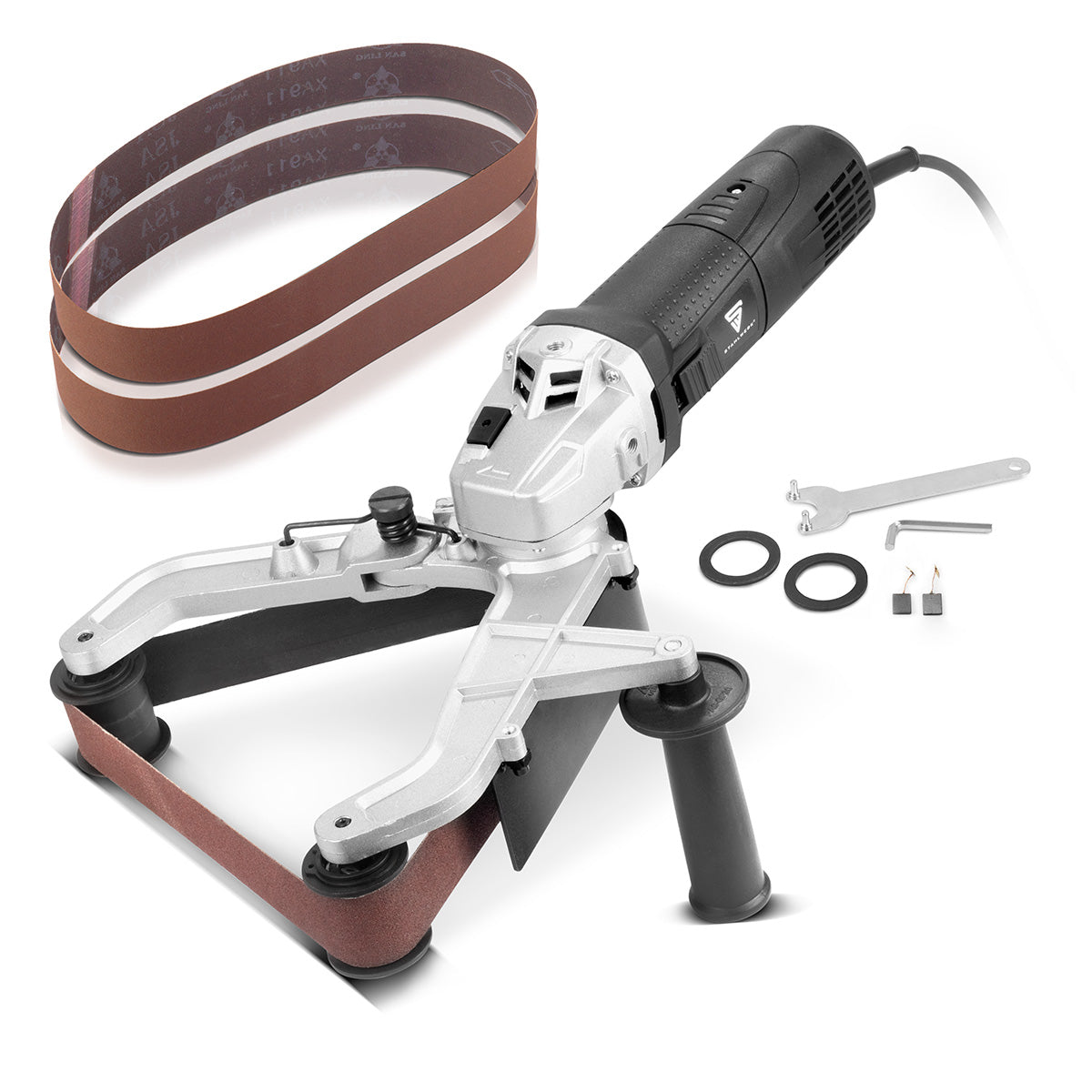 Steelworks pipe tape grinder RS -1300 ST with 1,300 W and 1,100 - 3,200 rpm for 760 mm grinding tapes pipe grinder | Grinding machine | Grinding device | Band grinder for grinding, polishing and deburring
