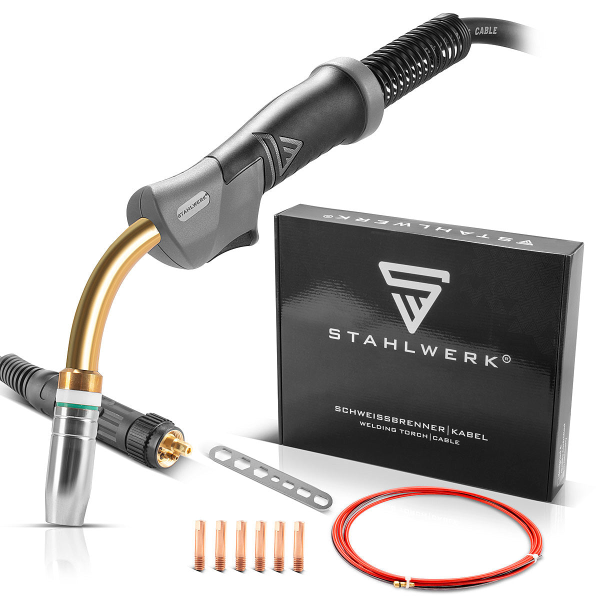 Stahlwerk Mig Mag-Weiss Burner AK25/MB25 per alluminio con 3 metri di pacchetto di tubi e anima di carbonio, nonché connessione Central Euro