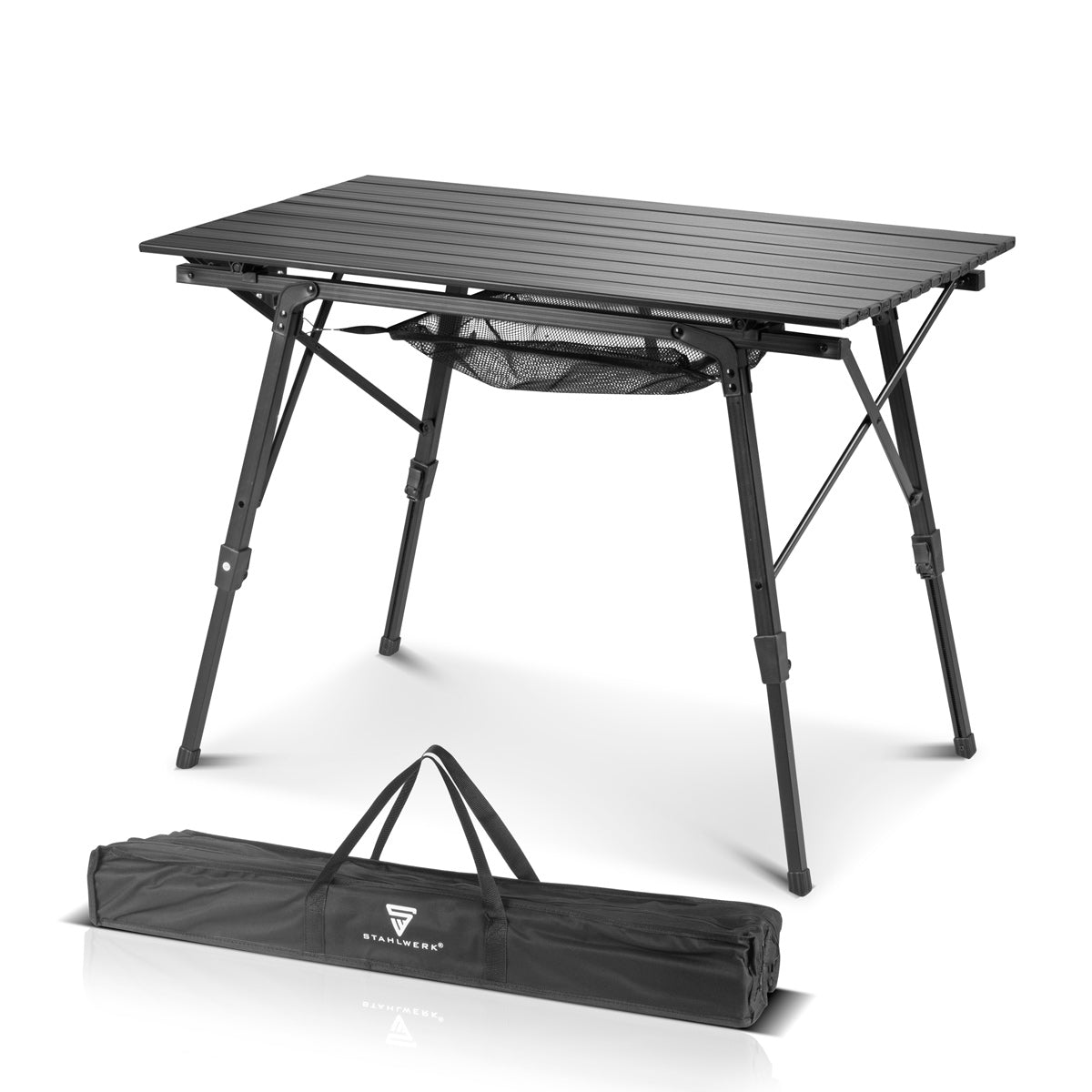 Table de camping en acier CT-30 ST Pliable et tablier en aluminium pliable et ajusté en hauteur | Table de jardin | Table de bière | Meubles de camping | Table pliante | Balcon | Table de terrasse comprenant un sac de transport