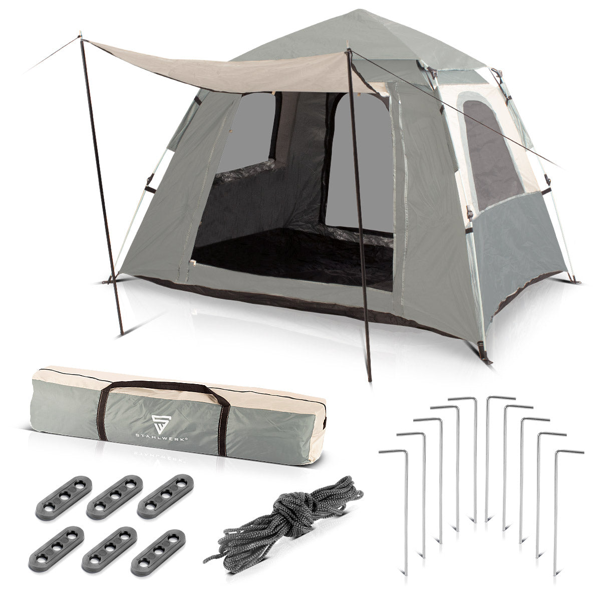 Tente de camping en acier Z-210 x 160 cm Tent pop-up auto-construction | Tent Wurf | Igluzelt | Tente pliante | Tent à dôme | Tente de randonnée | Tente pour 1-2 personnes, y compris le sac de transport