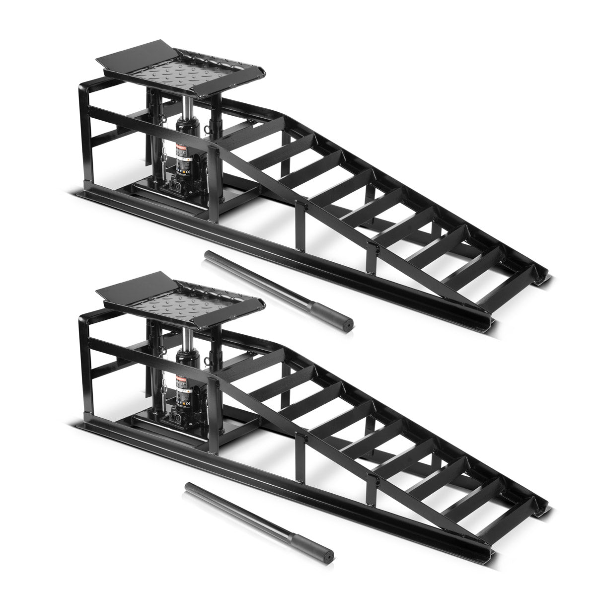 Rampa de rampa hidráulica de Steelworks GTH-14 ST 2 Conjunto con 5 toneladas de piedra de cría de capacidad de carga con Jack | Rampa para automóvil ajustable de altura | Rampa para coche | Auto