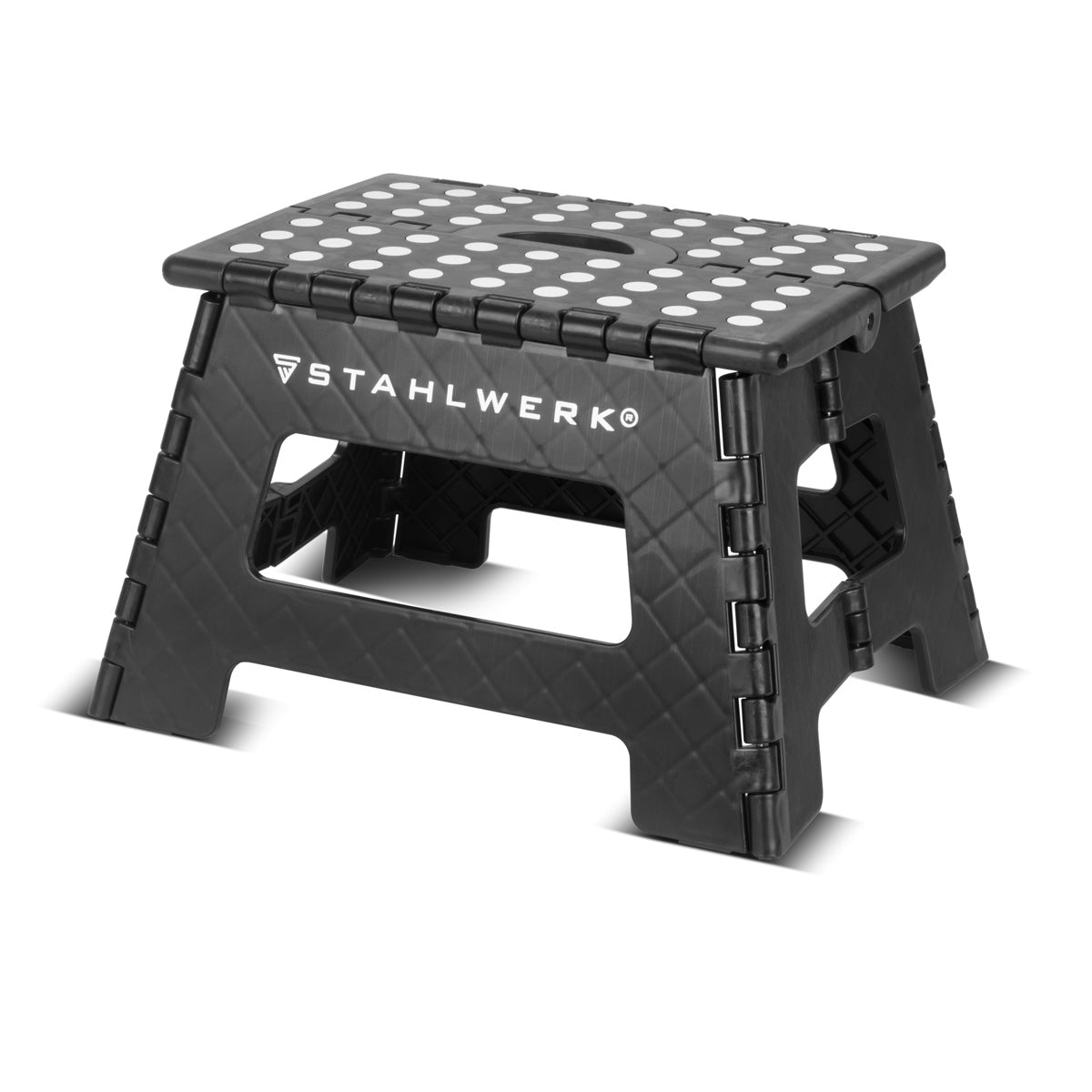 Steelworks folding step KT-2 ST with 150 kg load capacity foldable step stool | Folding stool | Schemel | Tritt step | Folding conductor | Step ladder with a non -slip level