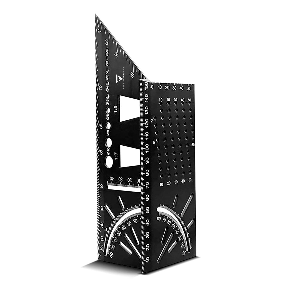 Steelworks Gehrungenwinkel-Line-Linal with attack and drilling apprenticeship 3D angle | Zimmermannswinkel | Aluminum angle | Gehrtige | Elder knives for precise measurement, torn, mark and draw