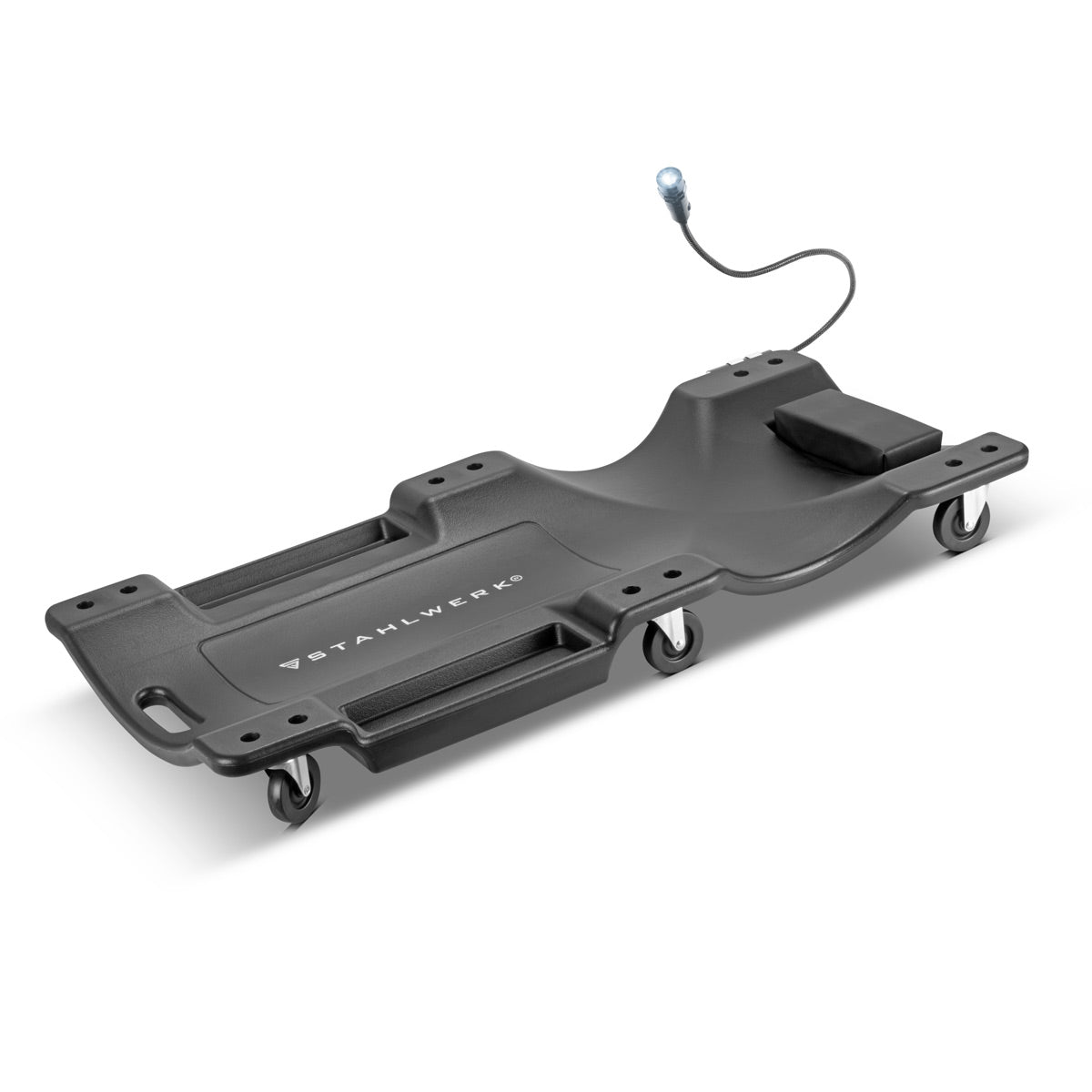 Rollerboard de voiture Steelworks RCL-40 avec une lumière LED intégrée, une capacité de charge de 500 kg et 6 rouleaux mobiles, carton de rouleau d'assemblage | Salon d'assemblage | Board de troll d'atelier | Lounger d'atelier en plastique robuste