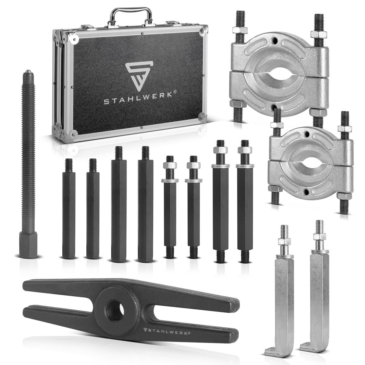Stahlwerk Lager Puller Set Phrase Turler en 14 parties | Outil spécial pour le démontage professionnel des roulements, des vitesses, des sangles, des rotors ou des accouplements intérieurs et extérieurs