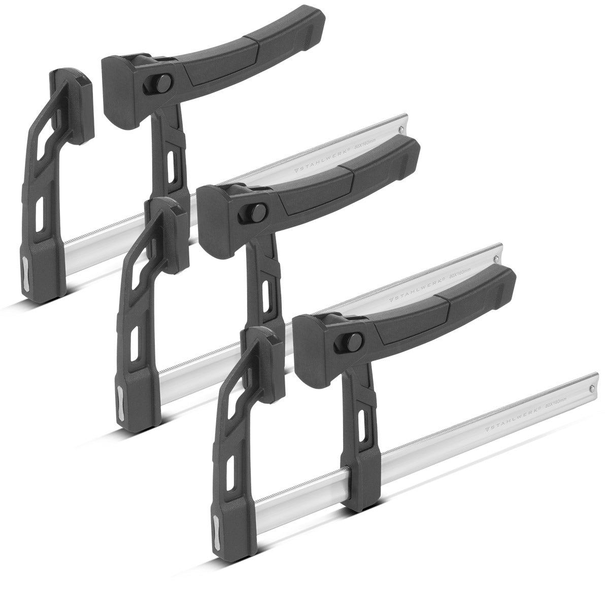 Steelwork 3 x lever clamp 80x160 mm | powerful clamping clamp with 100 kg of pressure power |
