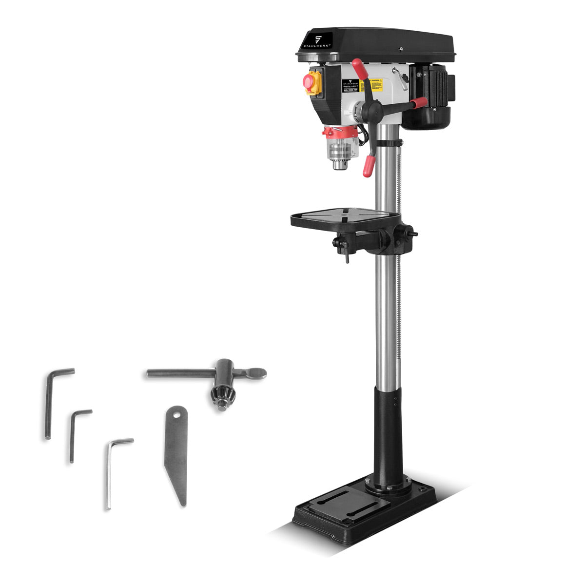 Perceuse à colonne STAHLWERK BD-900 ST | Perceuse à colonne puissante 900 watts pour les bricoleurs et la construction métallique | Diamètre de perçage Ø 20 mm | 280 - 2 380 tr/min | Table de perçage robuste et base en métal