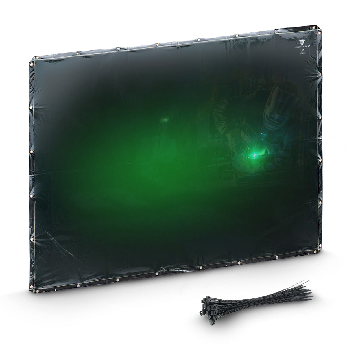 Tende di protezione della saldatura in acciaio 240 x 180 cm | Tenda di saldatura realizzata in plastica in vinile resistente ai raggi UV | Radio extra | Din en ISO 25980 | Protezione efficace per i lavori di saldatura, taglio e macinazione