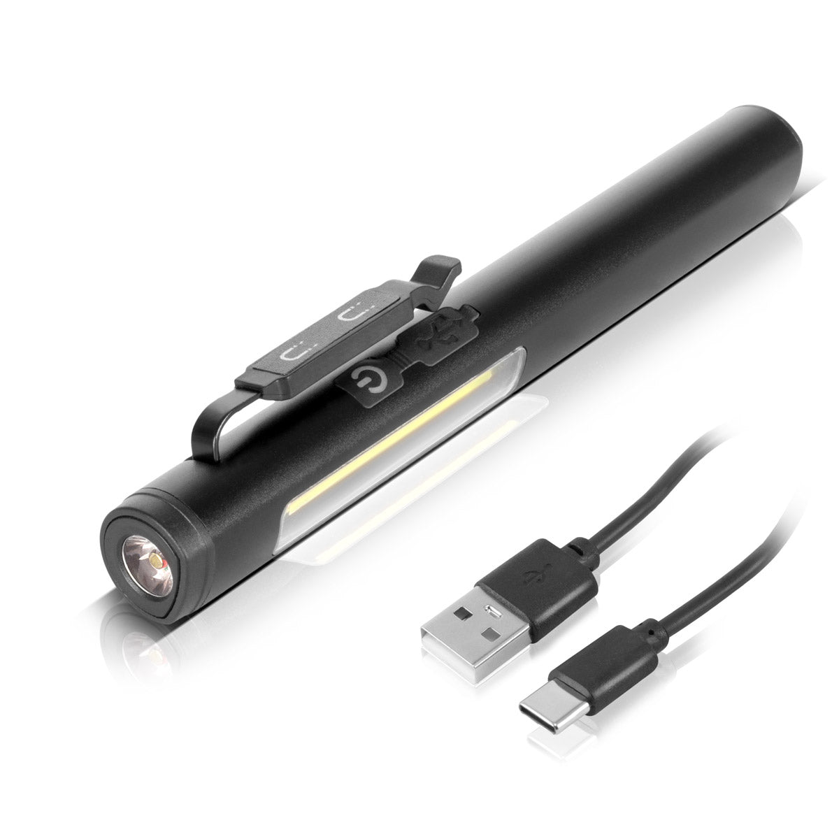 Luz de trabajo LED de Steelworks | Potente lámpara estable con linterna COB | Lámpara de taller con soporte magnético | Conexión USB-C | Batería de 600 mAh | Rápidamente recargable | Lámpara LED universalmente utilizable
