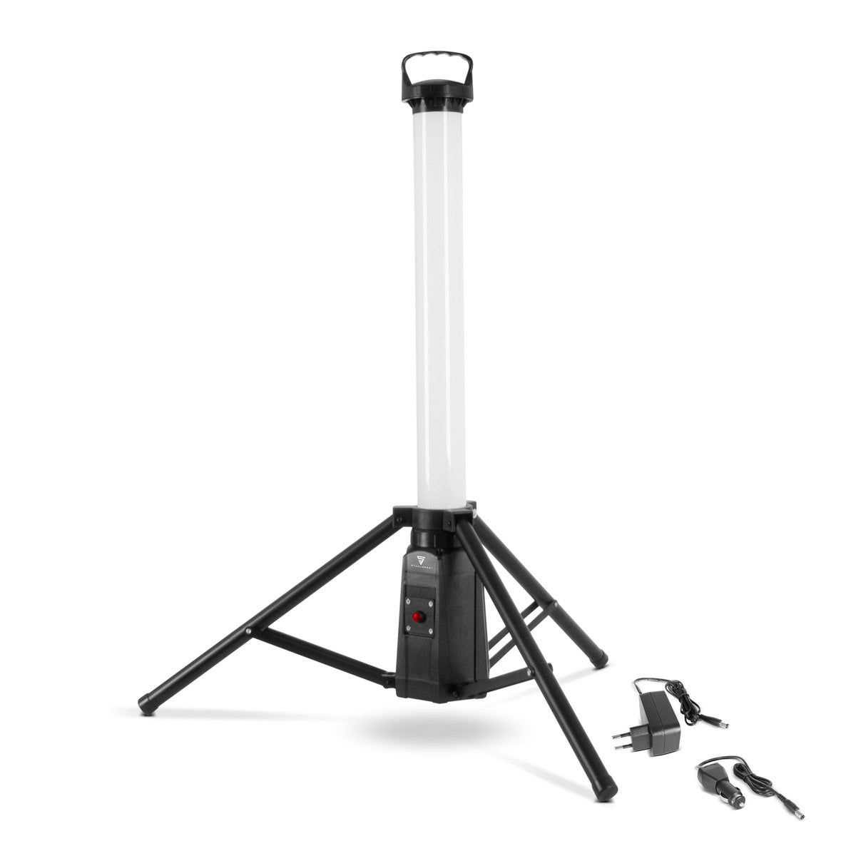 STAHLWERK Foco LED de construcción en torre 360° TBS-30 ST | 30 vatios | 2.400 lúmenes | Color de luz diurna de 6.500 K | Batería de iones de litio 7,4 V / 8000 mAh | IP44 | Luz de trabajo inalámbrica