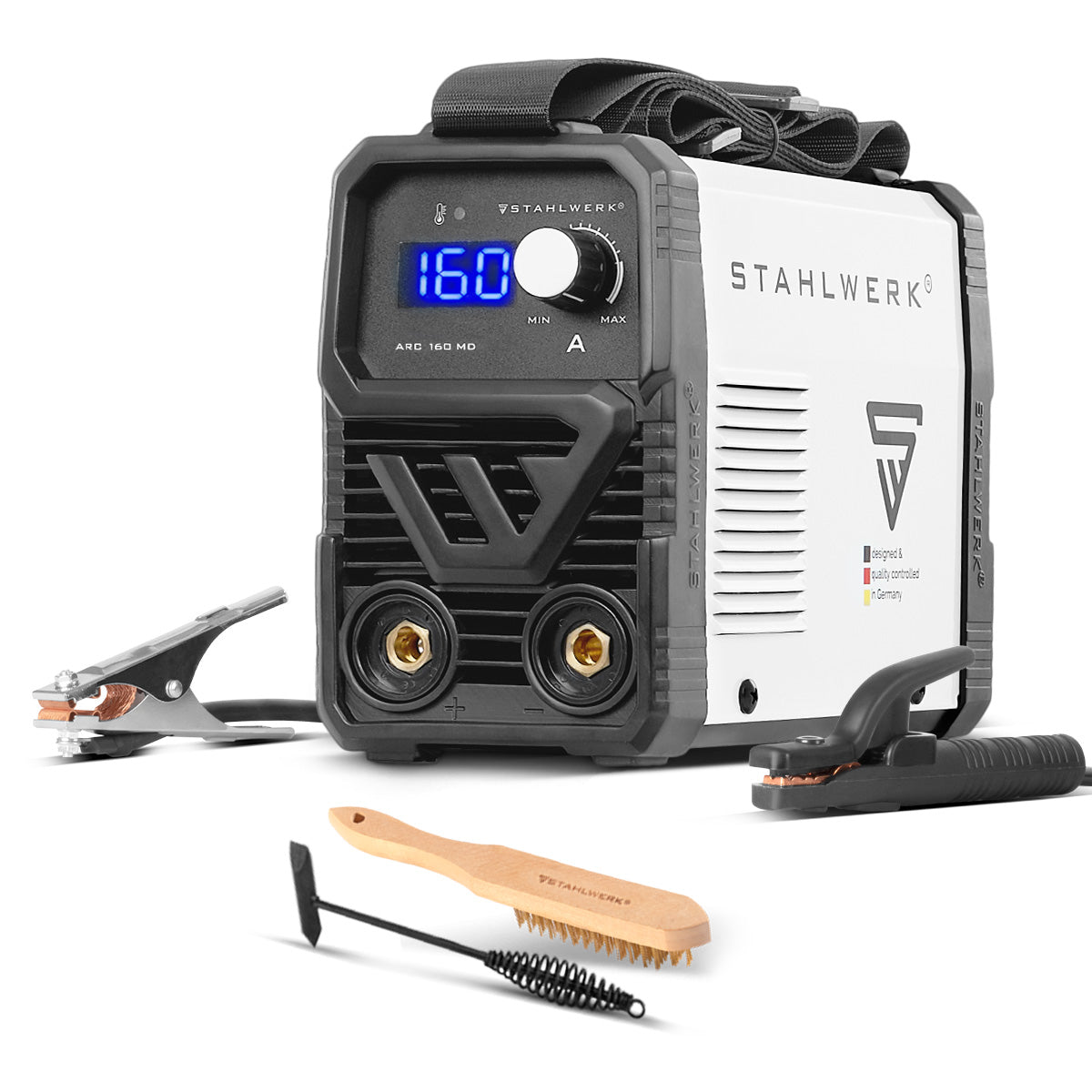 STAHLWERK ARC 160 MD Elektroden-Schweißgerät DC MMA, E-Hand, Lift-TIG Welder | Stufenlos regelbar | Echte 160 Ampere | Sehr kompakt und leicht | Hot-Start, Anti-Stick, Smart-Kühlung | IGBT-Technologie