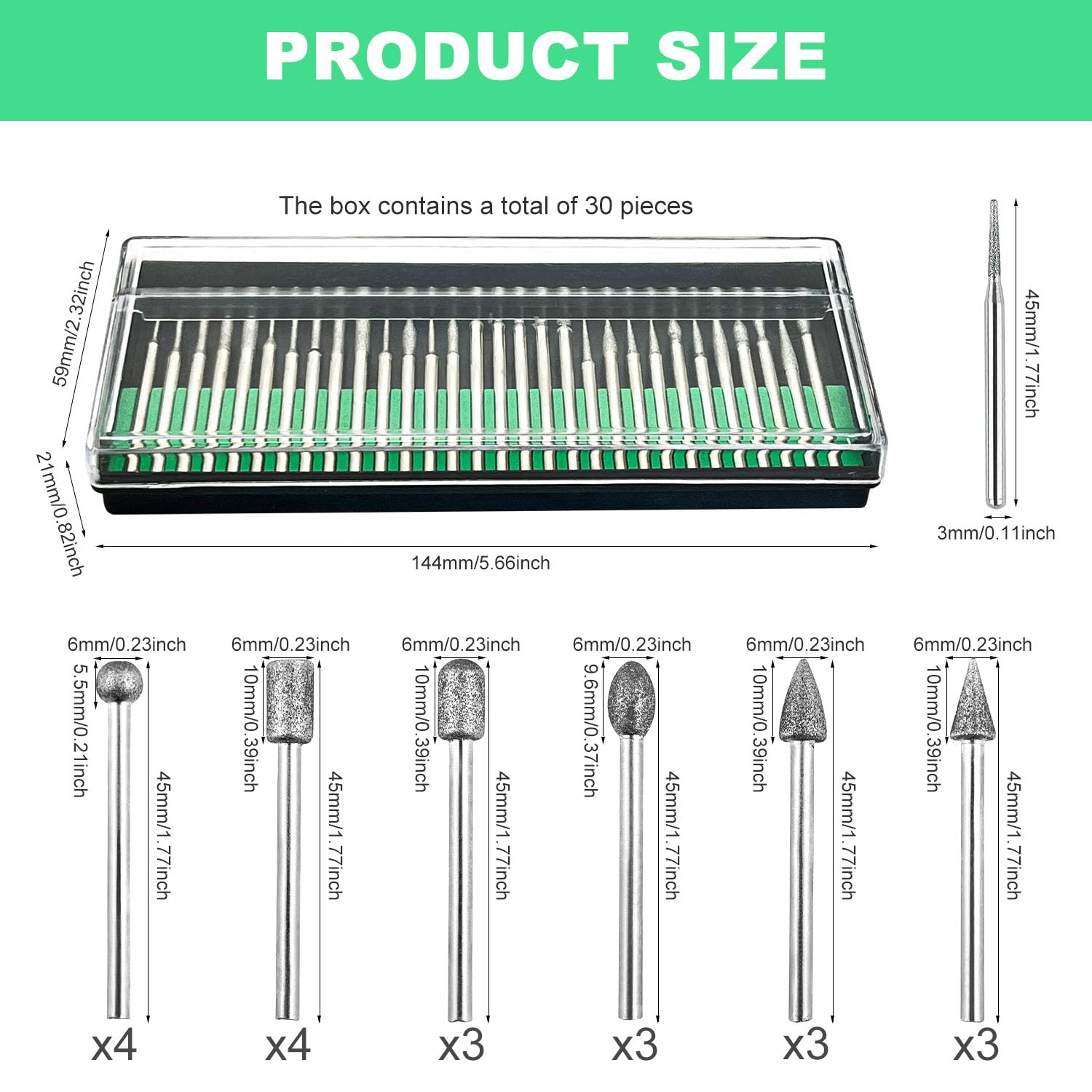 USB-Gravierstift 50 Stück Diamant Fräser Set, Diamant Fräser für Stein, Glas, Keramik, Schnitzen, Schleifen, Polieren, Gravieren, Bohren, Silber