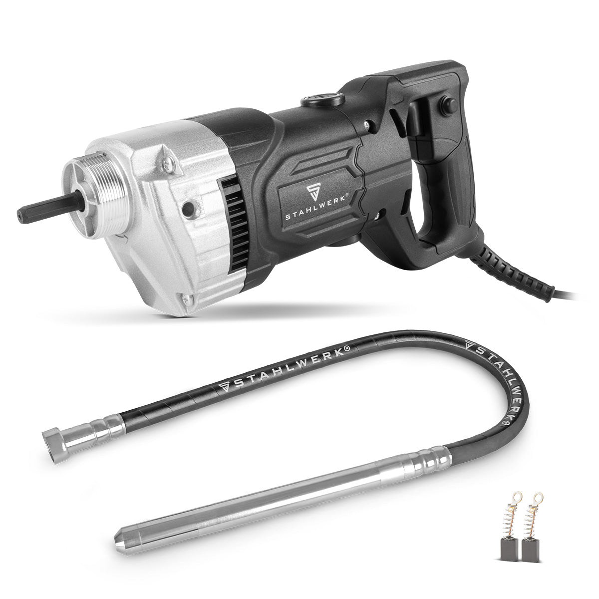 STAHLWERK concrete compactor 900 watts with vibrating bottle 35 mm, 1.5 m hose length | 4,000 rpm | Internal vibrator for foundations, floor slabs, walls, ceilings | High-performance compactor for concrete construction