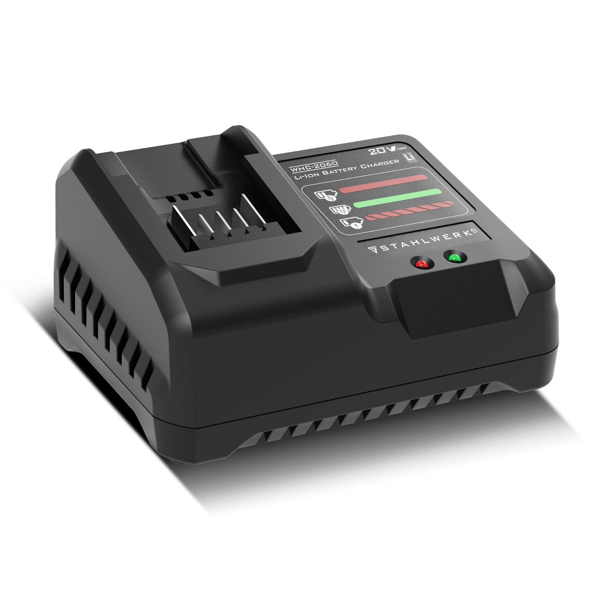 Caricabatterie STAHLWERK WHC-2060 | Tensione di uscita 20 V CC | monitoraggio automatico della carica, modalità di riparazione, controllo della temperatura e carica di mantenimento | Display a LED
