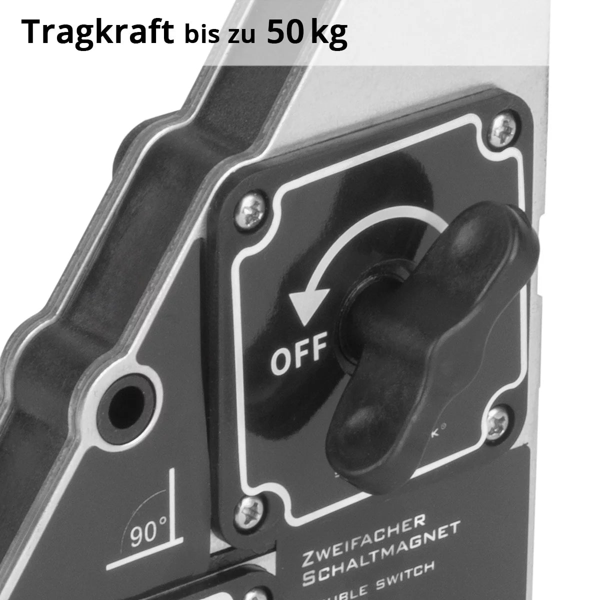 Steelworks double -switch magnet with 50 kg adhesive power | Flexible 90 degrees welding magnet with individually controllable magnetic force | Adaptable to all workpieces for precise work