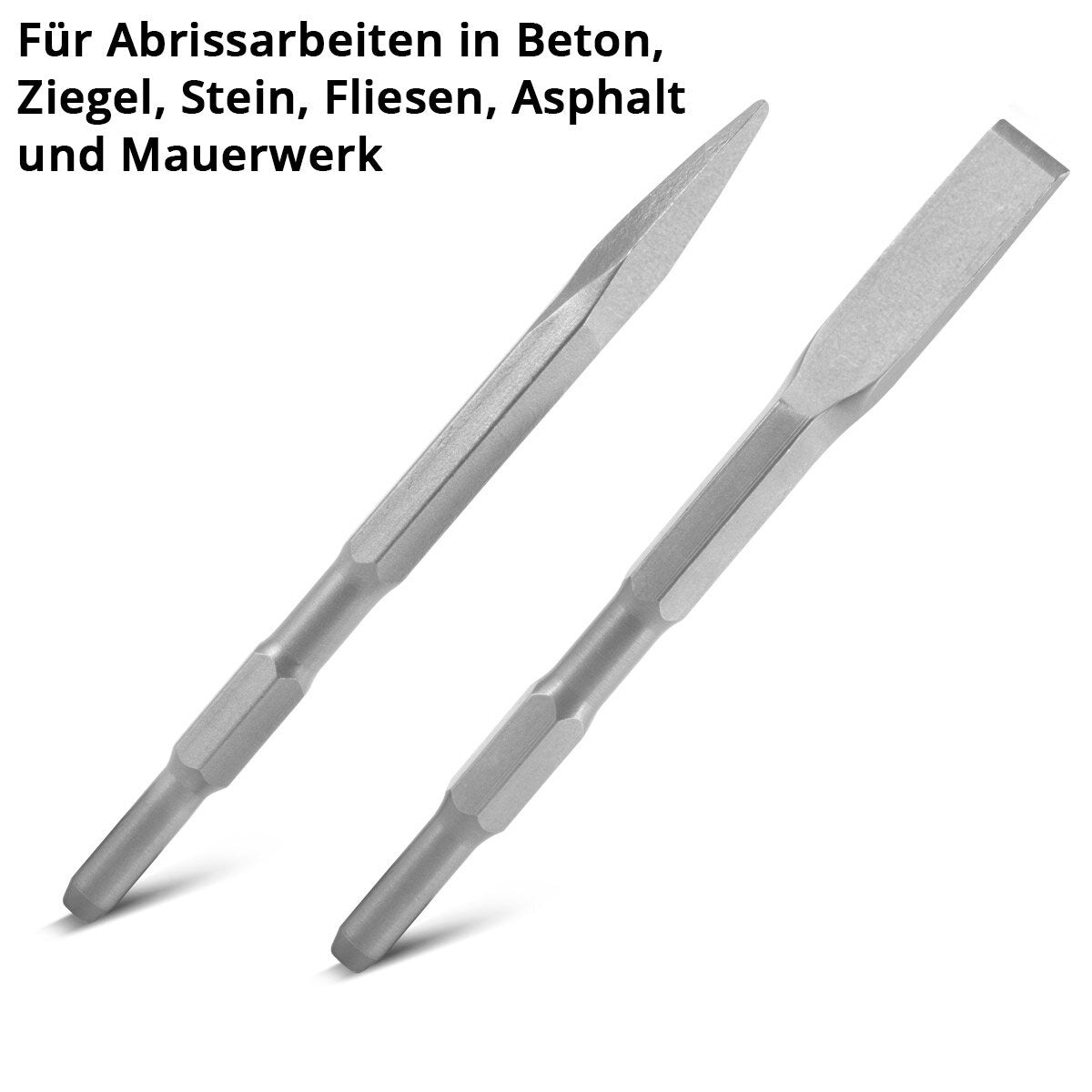 STAHLWERK Meißel 6er Set mit 3 Flachmeißeln und 3 Spitzmeißeln 17 x 260 mm Sechskant-Aufnahme für Abbruchhammer | Stemmhammer | Meißelhammer | Schlaghammer | Bohrhammer | Abrisshammer