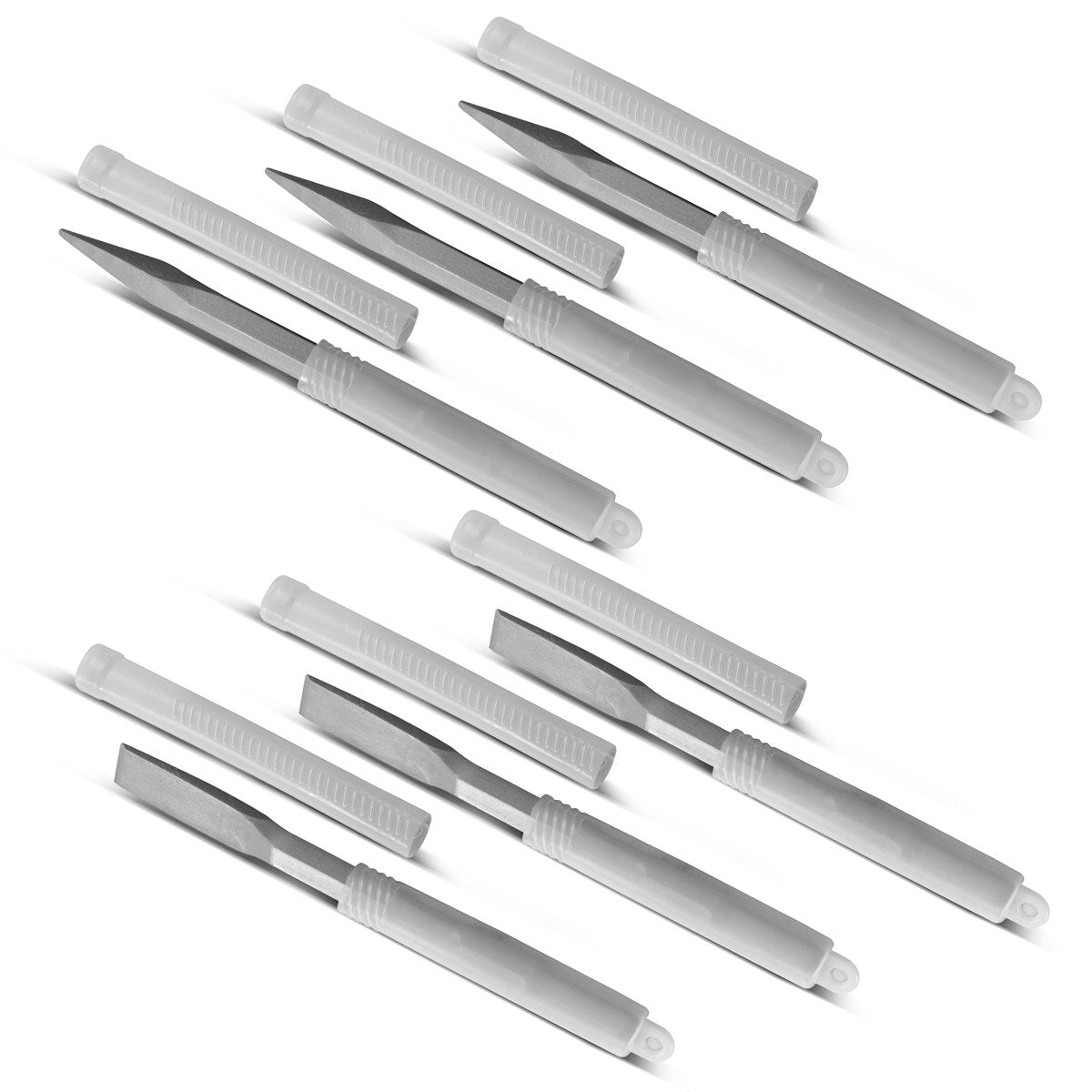 STAHLWERK Meißel 6er Set mit 3 Flachmeißeln und 3 Spitzmeißeln 17 x 260 mm Sechskant-Aufnahme für Abbruchhammer | Stemmhammer | Meißelhammer | Schlaghammer | Bohrhammer | Abrisshammer