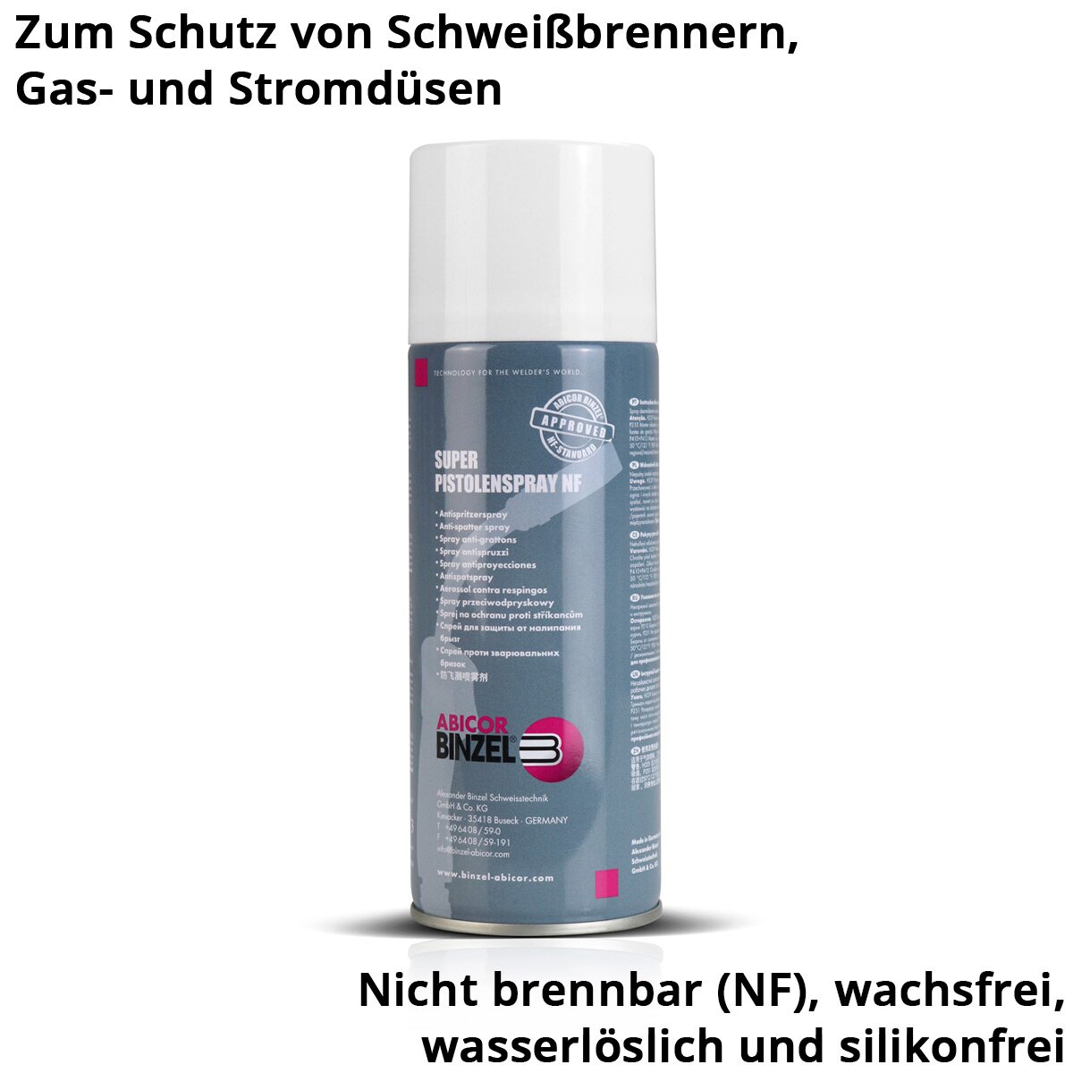 ABICOR BINZEL Super Pistol Spray NF مجموعة من 3 بخاخ حماية اللحام 400 مل | رذاذ فصل | رذاذ فوهة | وكيل الافراج | رذاذ اللحام للحماية المهنية لمشاعل اللحام وفوهات الغاز والطاقة
