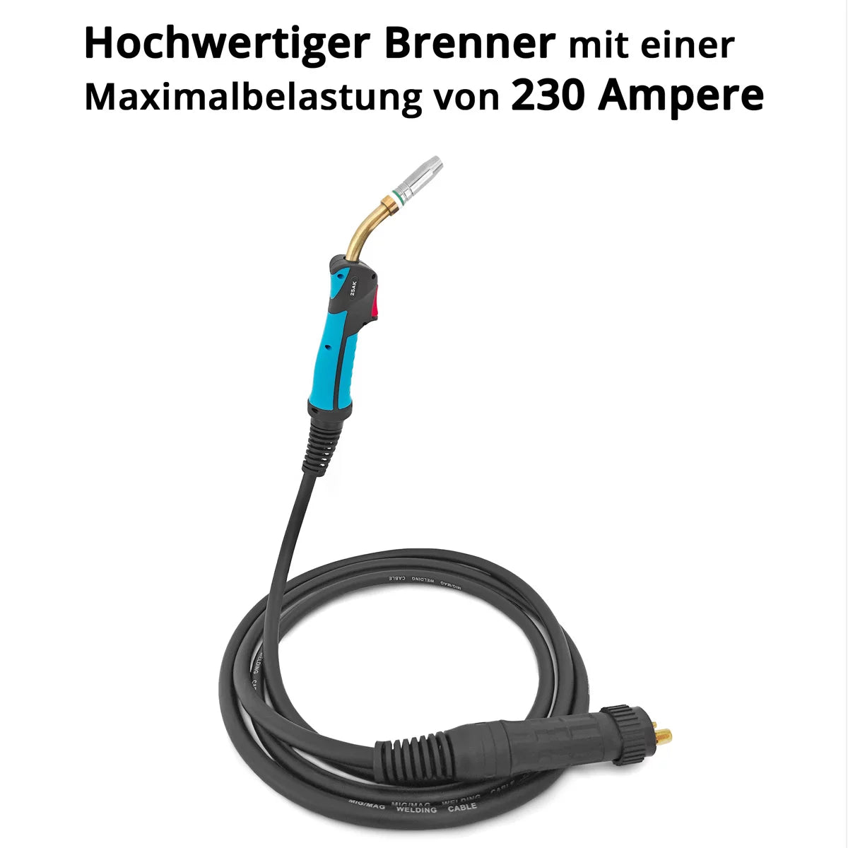 Torche de soudage STAHLWERK AK25 avec paquet de tuyaux de 3 mètres | Accessoires de soudage professionnels pour postes de soudage MIG/MAG à gaz inerte avec connexion centrale Euro Pistolet de soudage MIG/MAG refroidi au gaz 180 ampères