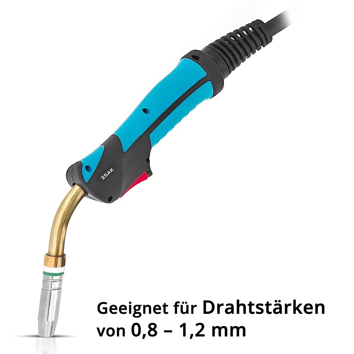 Torche de soudage STAHLWERK AK25 avec paquet de tuyaux de 3 mètres | Accessoires de soudage professionnels pour postes de soudage MIG/MAG à gaz inerte avec connexion centrale Euro Pistolet de soudage MIG/MAG refroidi au gaz 180 ampères