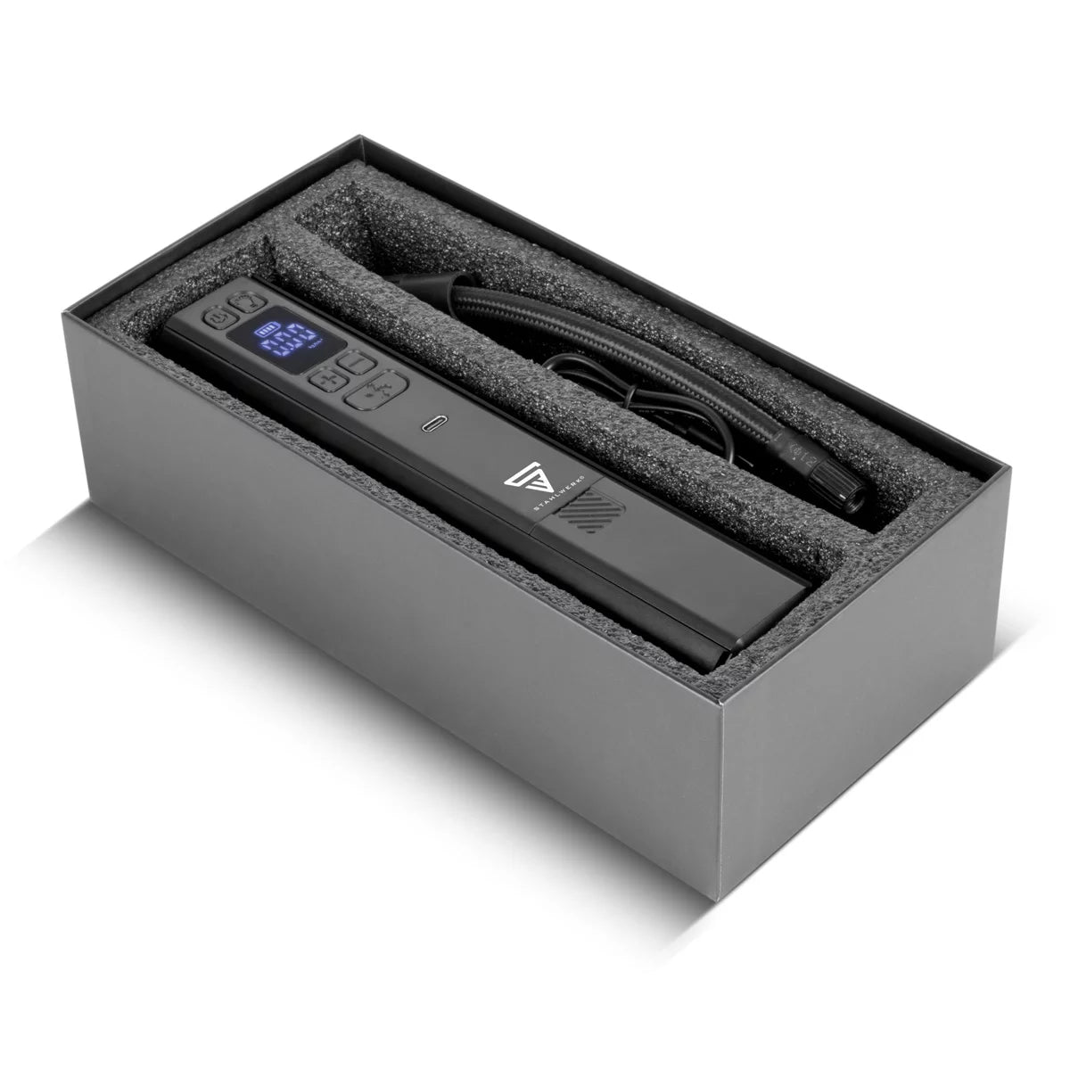 STAHLWERK Akku-Kompressor HF-800 ST | Reifenkompressor mit 4.000 mAh Lithium-Akku | 80 W Leistung, max. 4,2 bar | Digitaldisplay mit psi/bar/kg/cm² | Automatik-Abschaltung | LED-Arbeitslicht