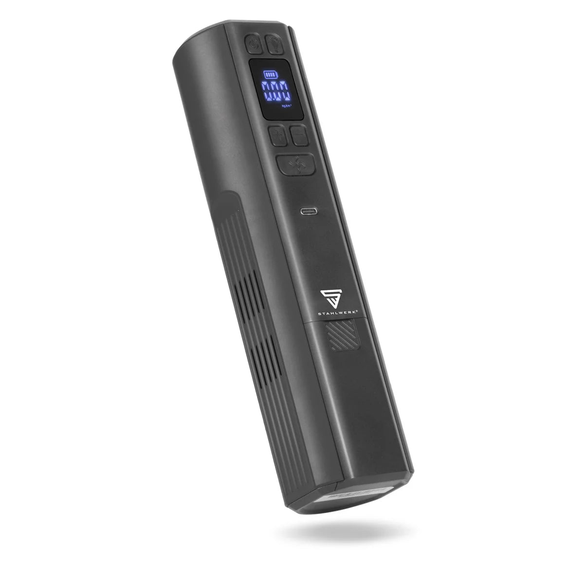STAHLWERK Akku-Kompressor HF-800 ST | Reifenkompressor mit 4.000 mAh Lithium-Akku | 80 W Leistung, max. 4,2 bar | Digitaldisplay mit psi/bar/kg/cm² | Automatik-Abschaltung | LED-Arbeitslicht