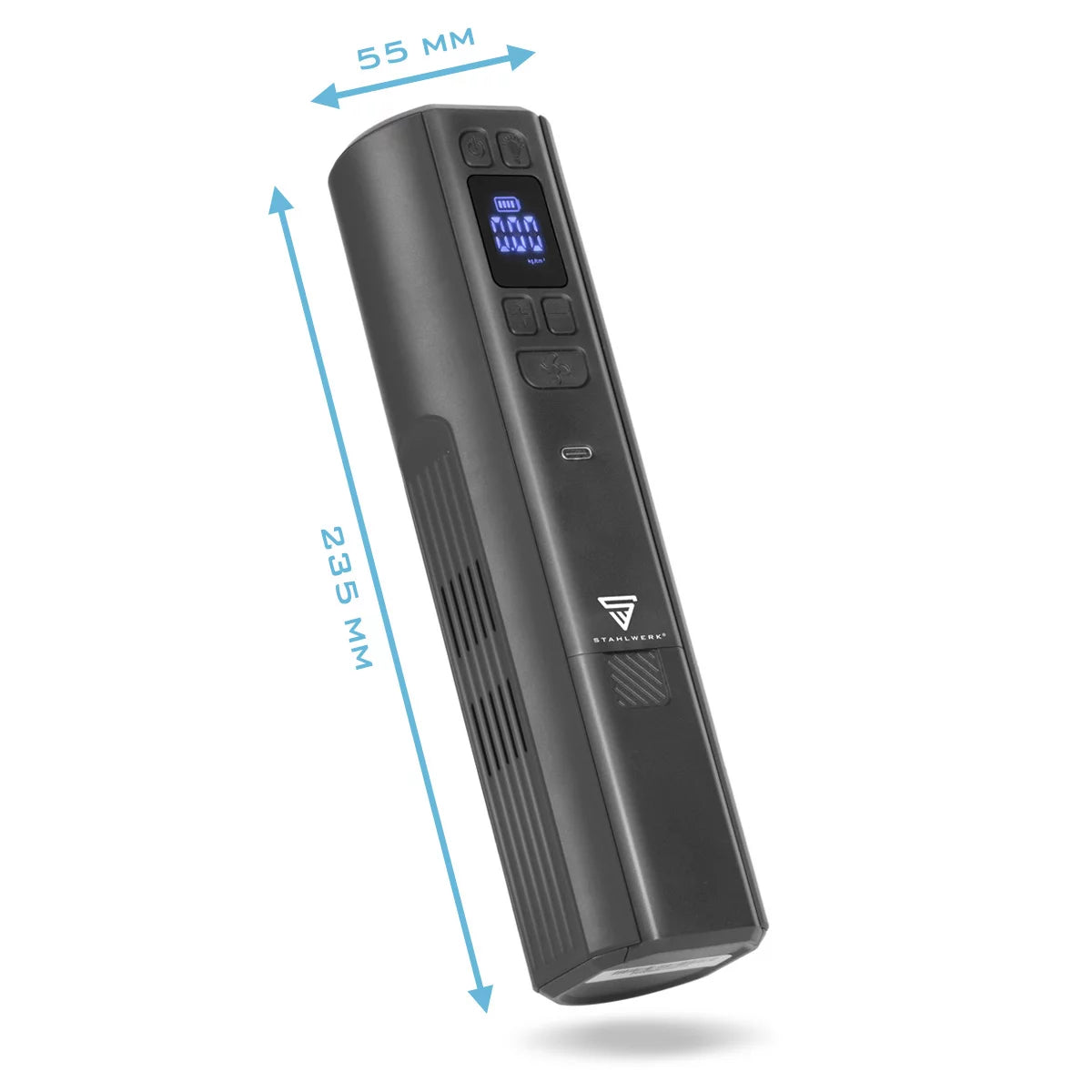 STAHLWERK Akku-Kompressor HF-800 ST | Reifenkompressor mit 4.000 mAh Lithium-Akku | 80 W Leistung, max. 4,2 bar | Digitaldisplay mit psi/bar/kg/cm² | Automatik-Abschaltung | LED-Arbeitslicht