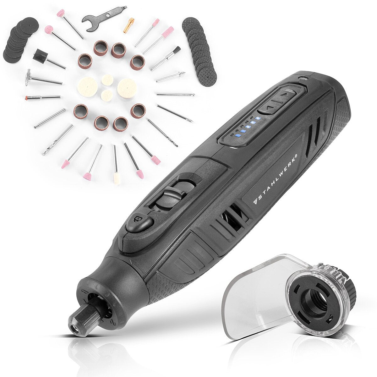 Batería SteelWorks Grinder multipropósito AMF-80 ST 5,000-25,000 RPM 2,000 MAH Herramienta multifuncional / herramienta de giro / dispositivo de molienda / mini comida con accesorios de 53 partes y cable de carga USB