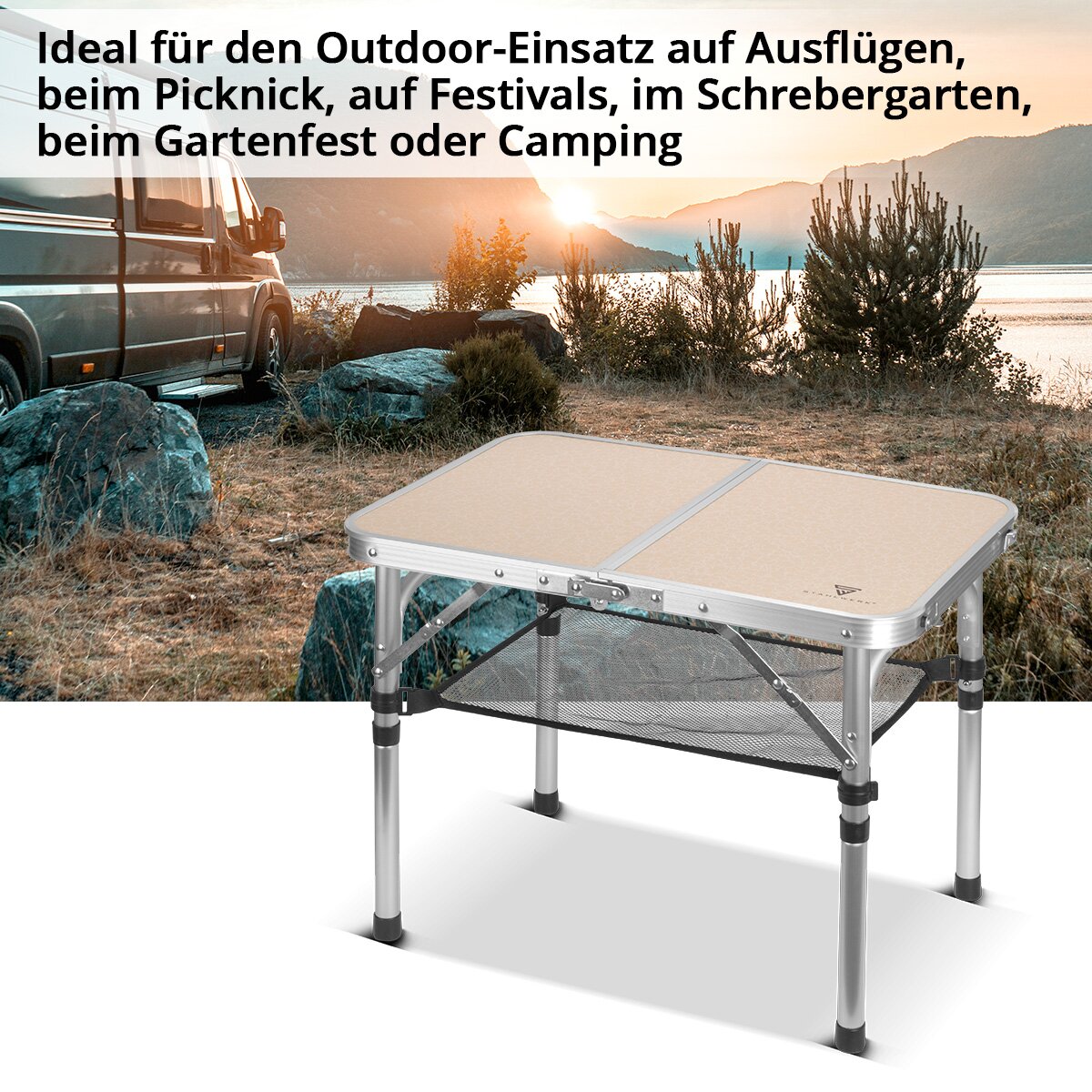 Tableau de pliage en aluminium Steelworks 60 x 40 x 48 cm Tableau de camping | Table en aluminium | Table de jardin | Meubles de camping | Table pliante | Table de pique-nique