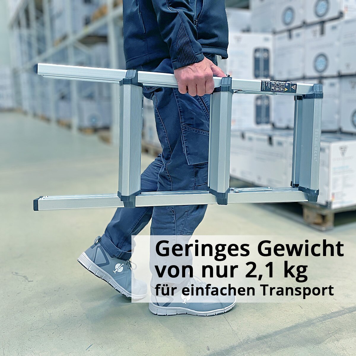 Stahlwerk Alu Heading Manager Alt-150 kg, 3 niveaux, hauteur du support 72 cm, conducteur d'aluminium | Conducteur pliant | Étape de pliage | Gestionnaire multipose | Restez à l'échelle avec des germes sans glissement