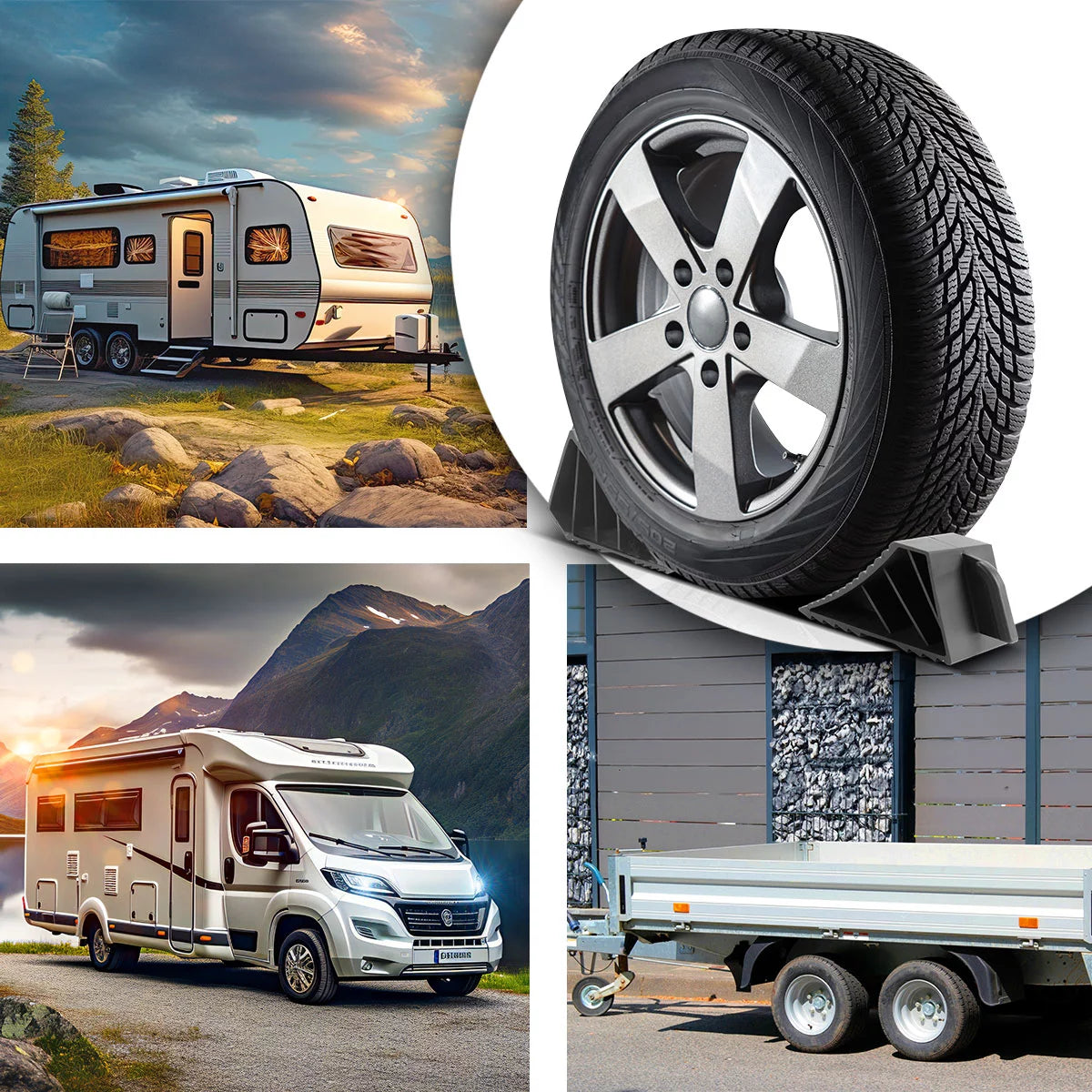 STAHLWERK wheel chocks GT-02 ST set of 2 up to 1.5 t axle load brake chock | stumbling block | Wheel chock | Wheel chocks for car trailers, motorhomes, caravans or caravans