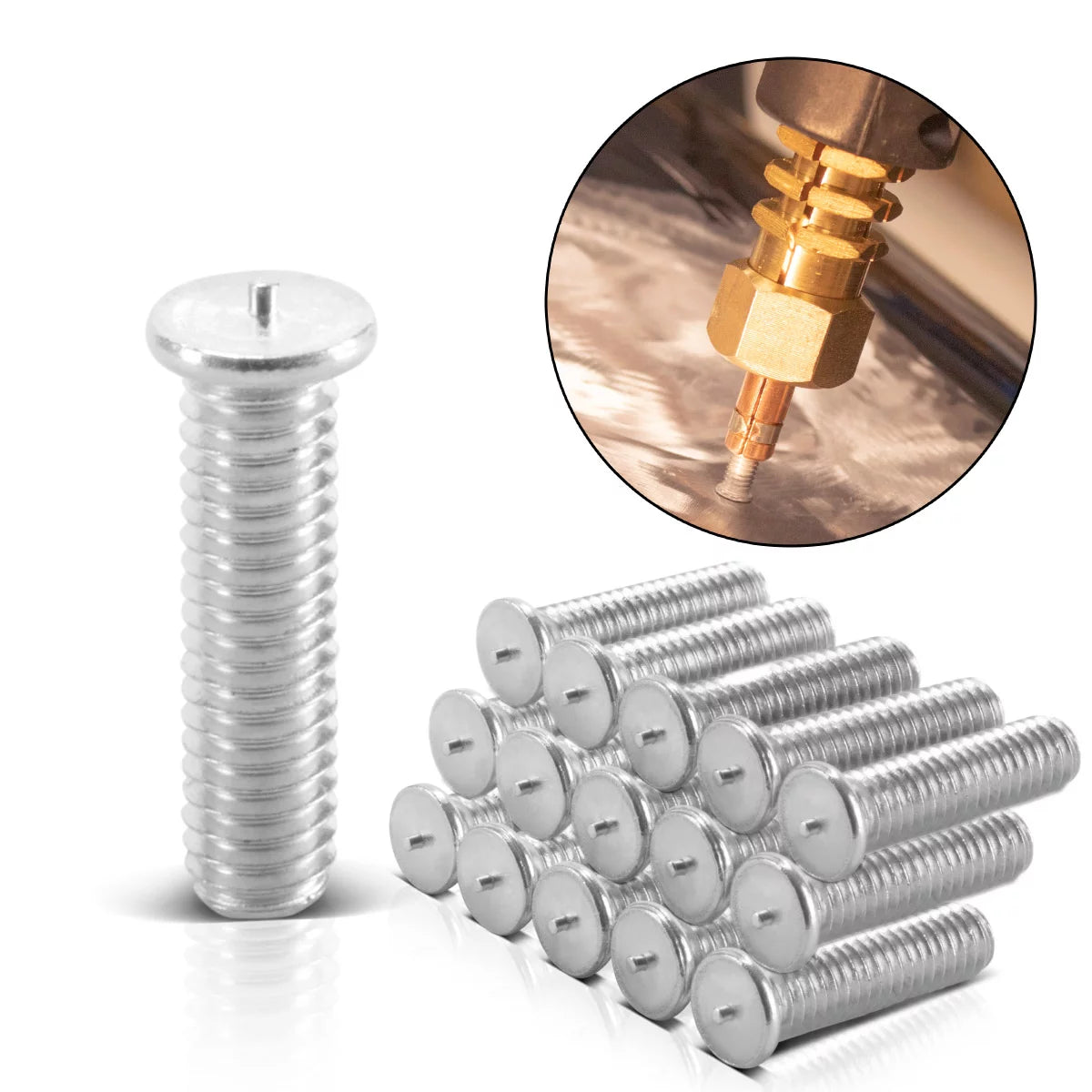 STAHLWERK 2 x Aluminium Schweissbolzen M4 Gewinde 100er Set, Smart Repair Zubehör für Ausbeulspotter / Dellenlifter / Punktschweissgerät / zur professionellen Reparatur von Kfz Karosserien