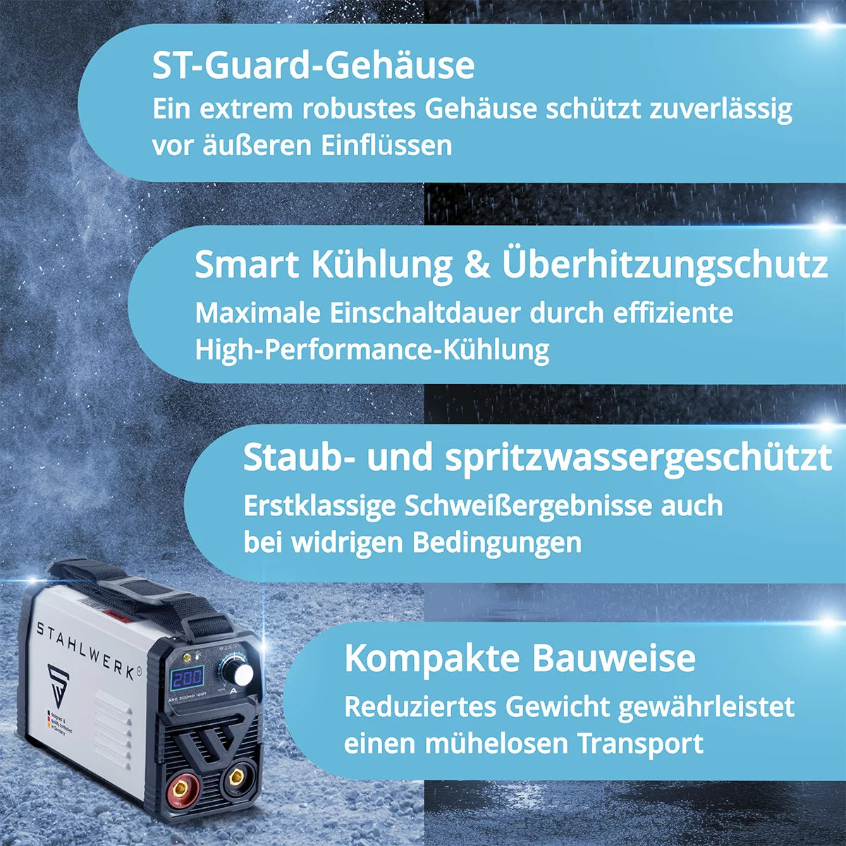 STAHLWERK ARC 200 MD Schweißgerät Vollausstattung - DC MMA | E-Hand| Lift-TIG Inverter mit 200 Ampere, IGBT Technologie und Single-Board, 7 Jahre Hersteller-Garantie