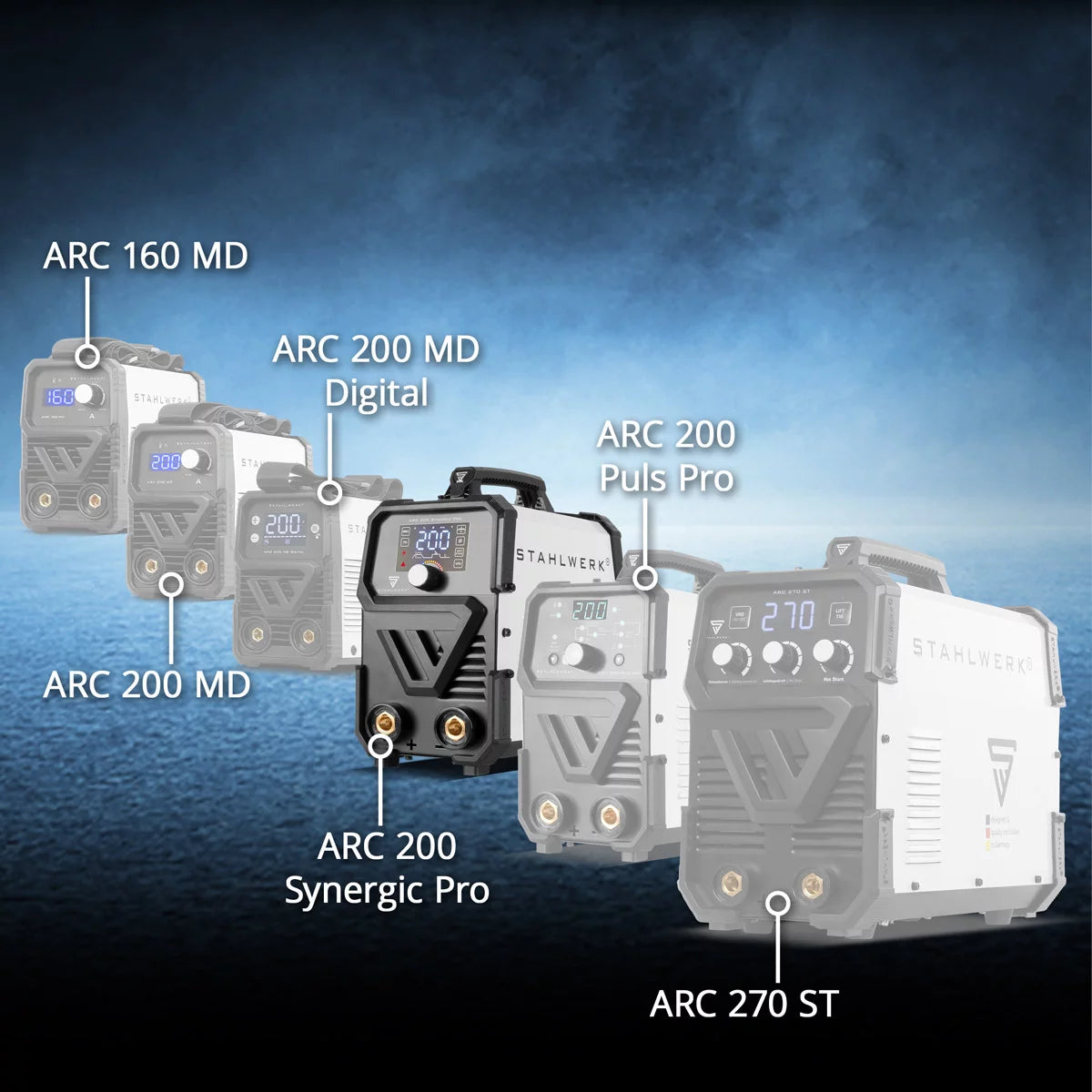 STAHLWERK ARC 200 Synergic Pro Electrode Welding Machine, MMA entièrement synogie | E-main | Onduleur de lifting-tig avec une technologie de 200 ampères et IGBT