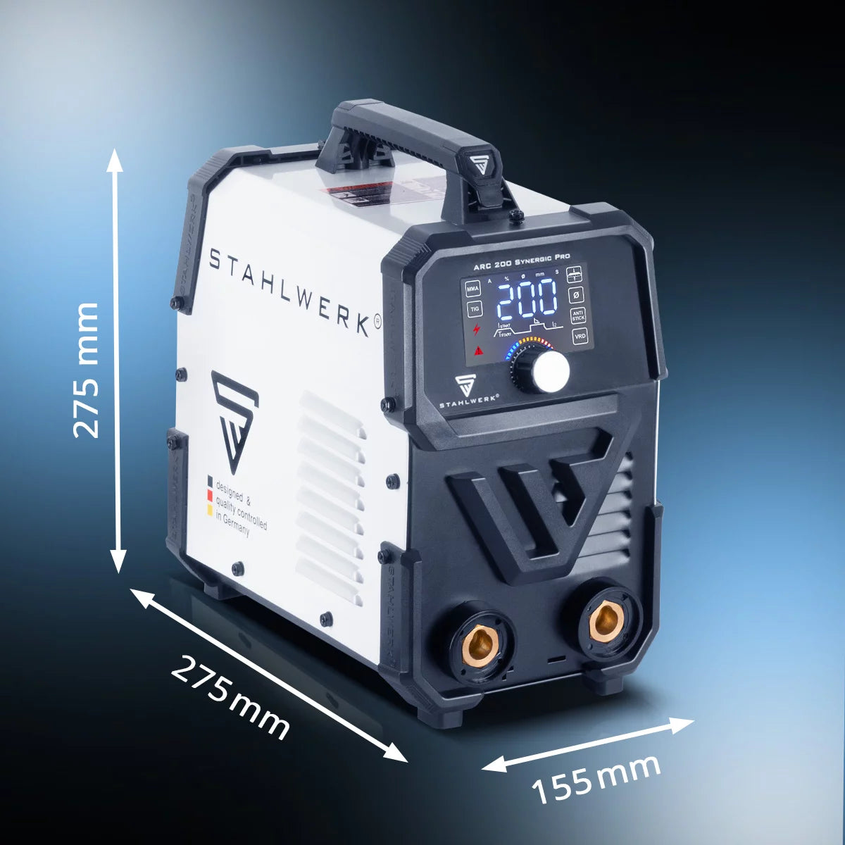 Stahlwerk ARC 200 Synergic Pro Full Equipment electrode welding device, fully syngian MMA | E-hand | Lift-Tig inverter with 200 ampere and IGBT technology