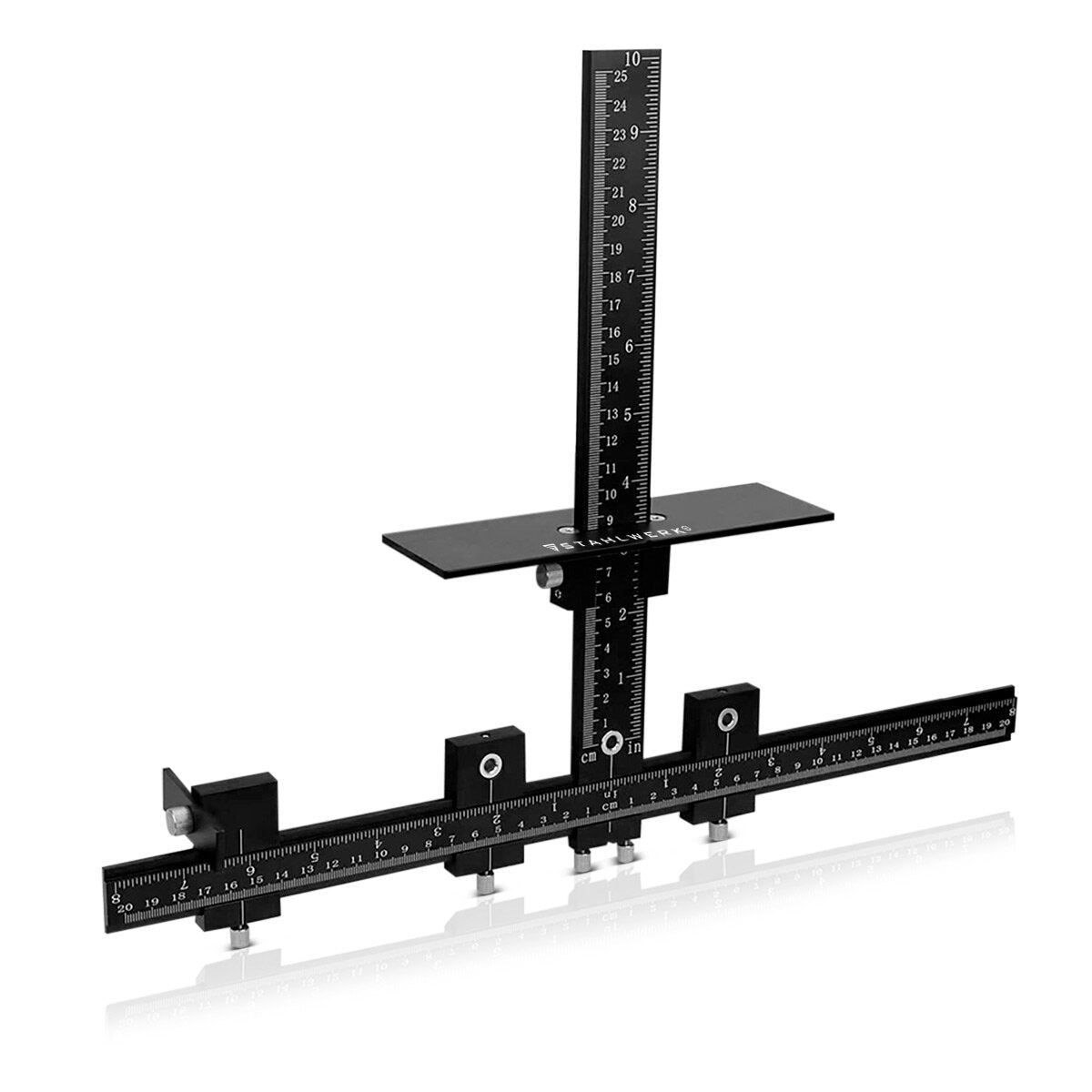 Steelwork drilling device with stop adjustable aluminum drilling template | Drilling | Drilling help | Dübellehre | Drilling apprenticeship for the exact positioning of boreholes