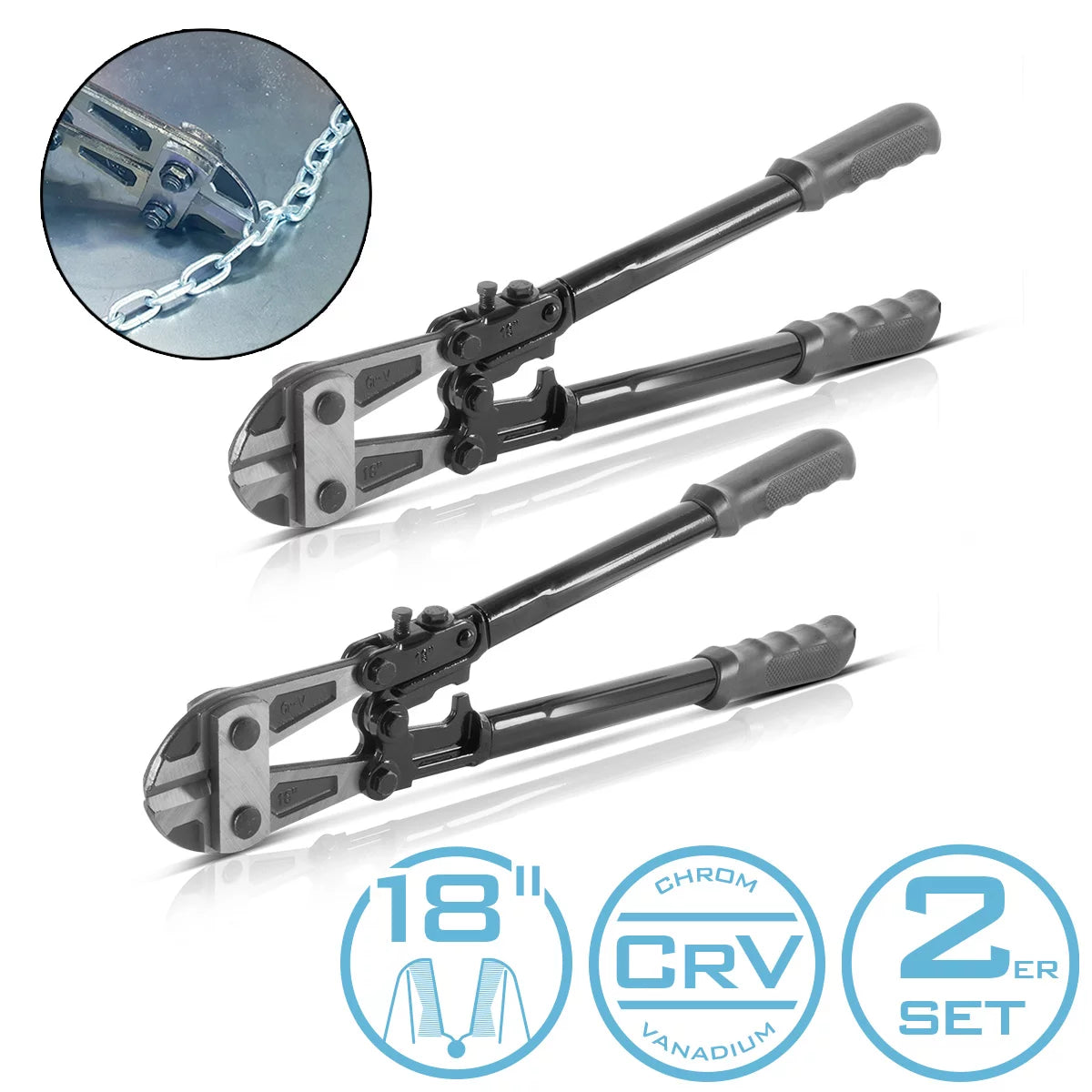Steelworks Bolzenschneider 18 «Ciseaux de boulons professionnels chrom-vanadium | Cutter en acier | Mattenschneider | Ciseaux en acier de construction | Cutter métallique avec boulangerie de coupe durcie