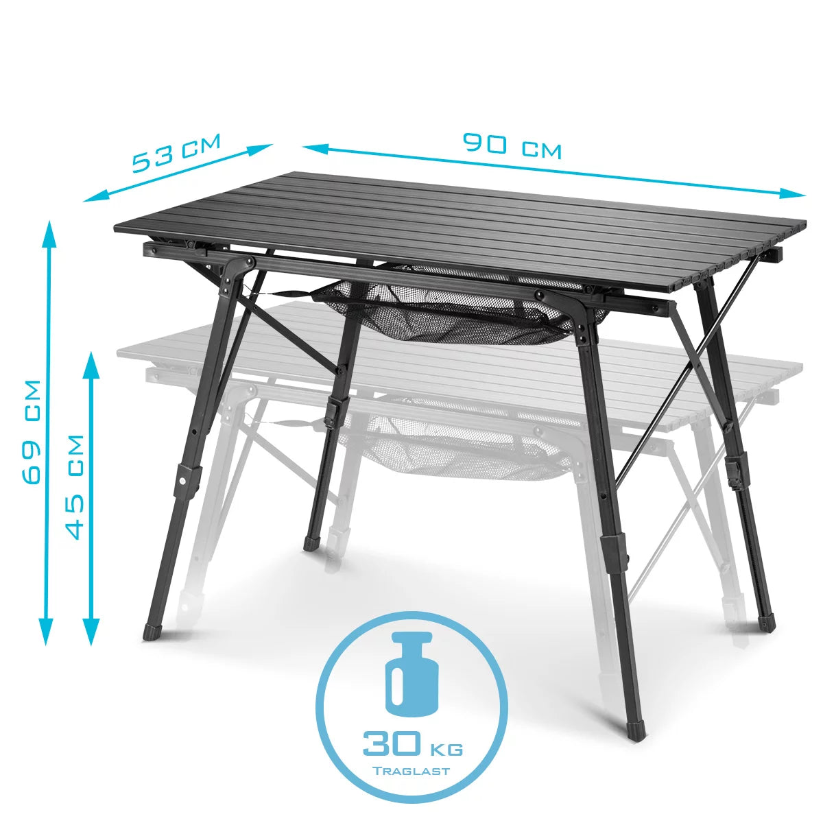 Plai de camping Steelworks CS-103 ST 4 avec table de camping CT-30 ST Table Set | Meubles de camping | Chaise de jardin | Chaise pliante | Fauteuil pliant | Chaise d'aluminium | Hochlehner | Meubles en terrasse