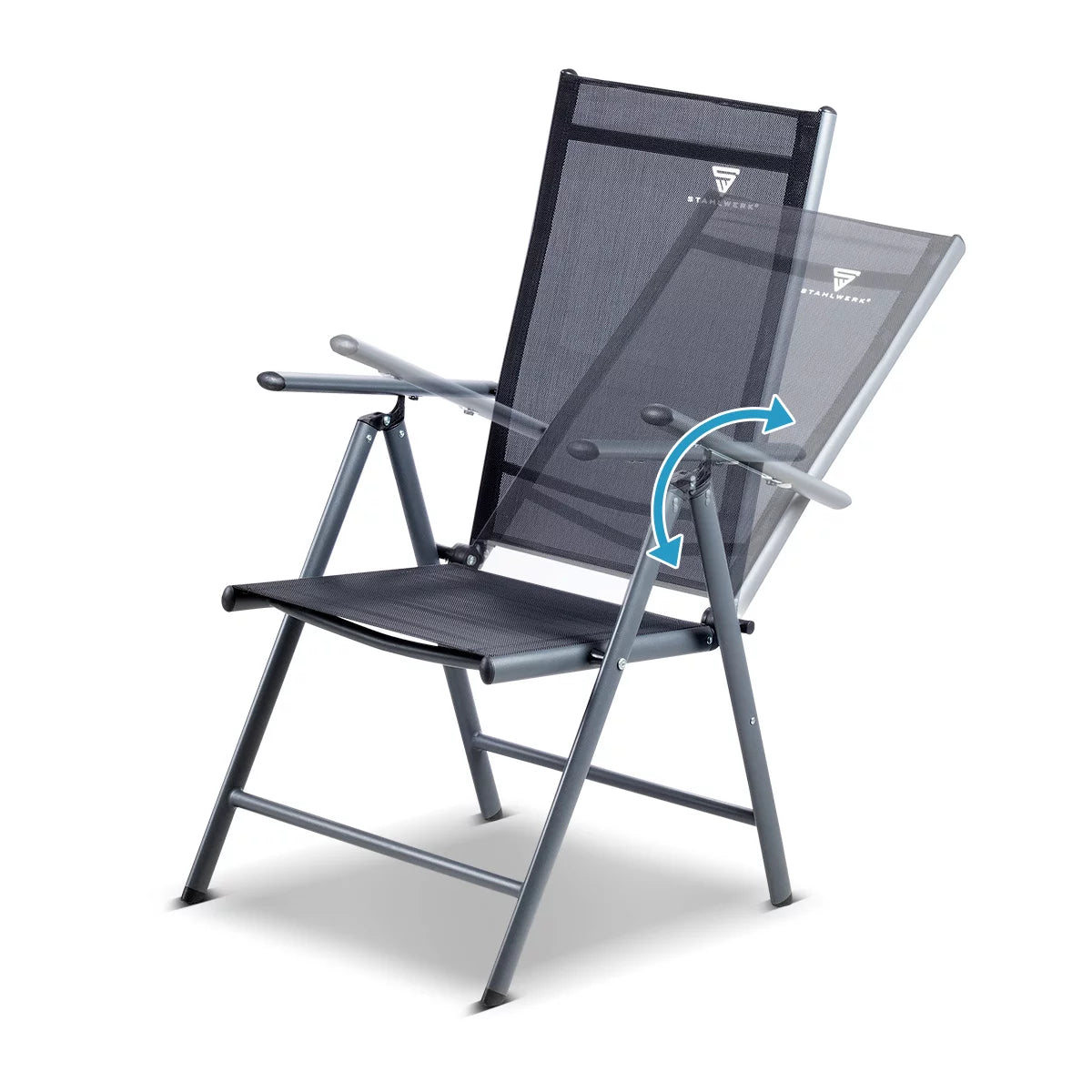 Plai de camping Steelworks CS-103 ST 4 avec table de camping CT-30 ST Table Set | Meubles de camping | Chaise de jardin | Chaise pliante | Fauteuil pliant | Chaise d'aluminium | Hochlehner | Meubles en terrasse