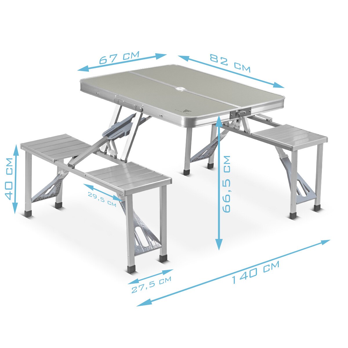 STAHLWERK Campingtisch mit Stühlen | Faltbarer Aluminium-Klapptisch | Gartentisch | Biertisch | Campingmöbel | Falttisch | klappbare Tischgarnitur im Set mit Campingstühlen für 4 Personen